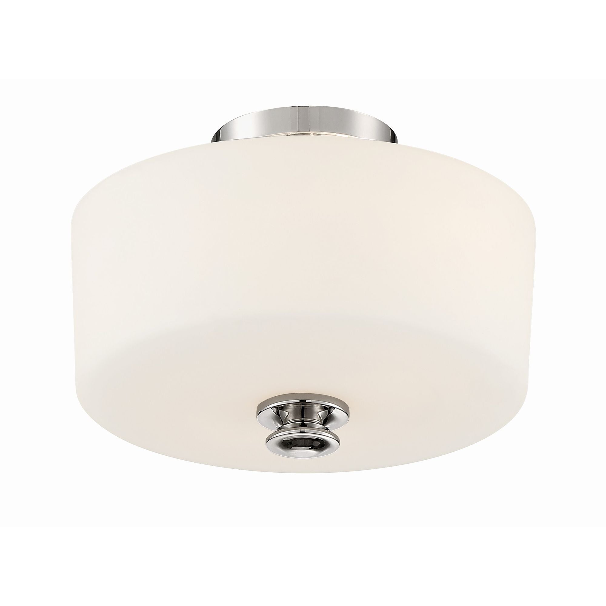 Travis 2 Light Polished Nickel Semi Flush Mount Glass 12.5"W x 9.25"H x 12.5"D