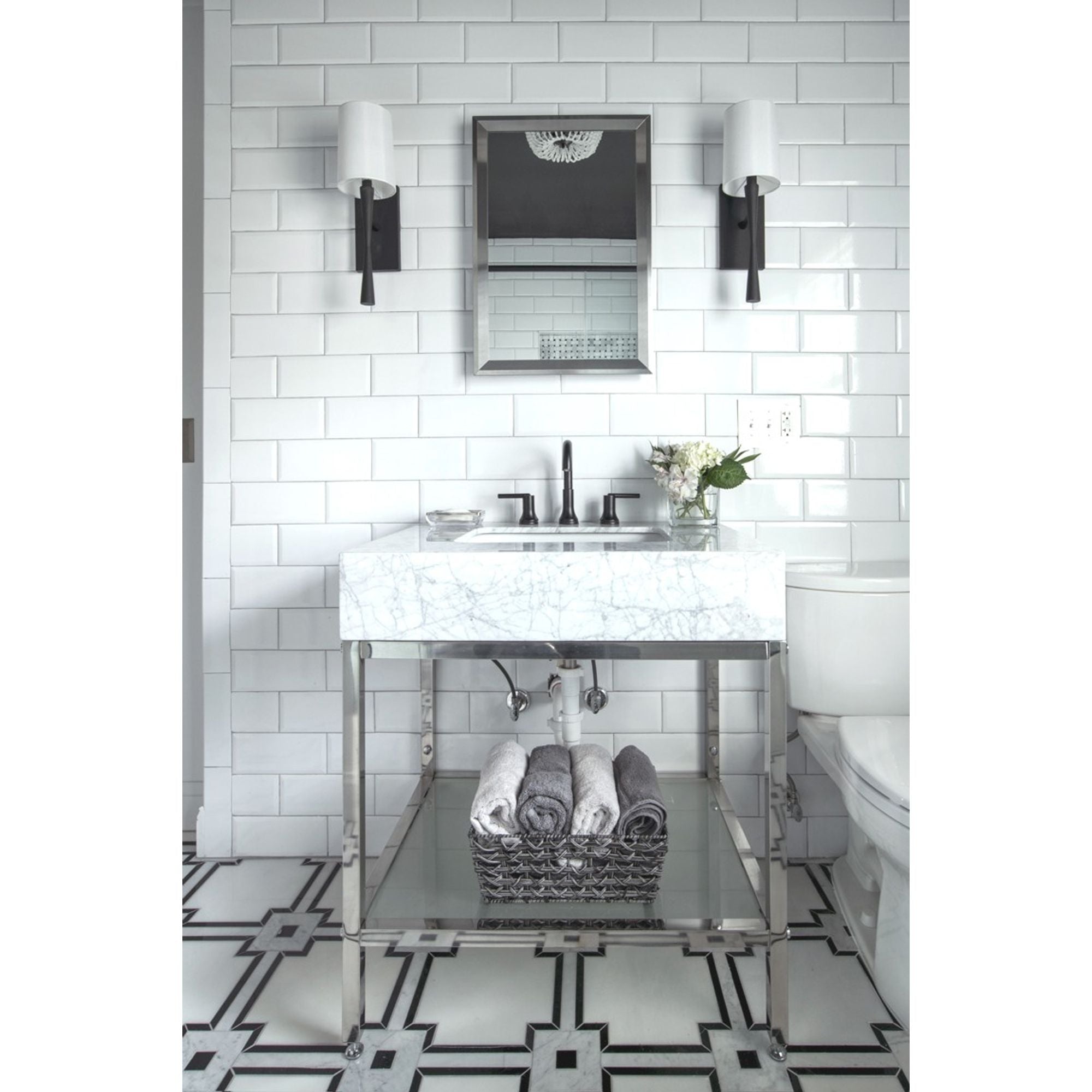 Trenton 1 Light Black Forged Sconce Silk Shade 5.5"W x 18.5"H x 6.5"D