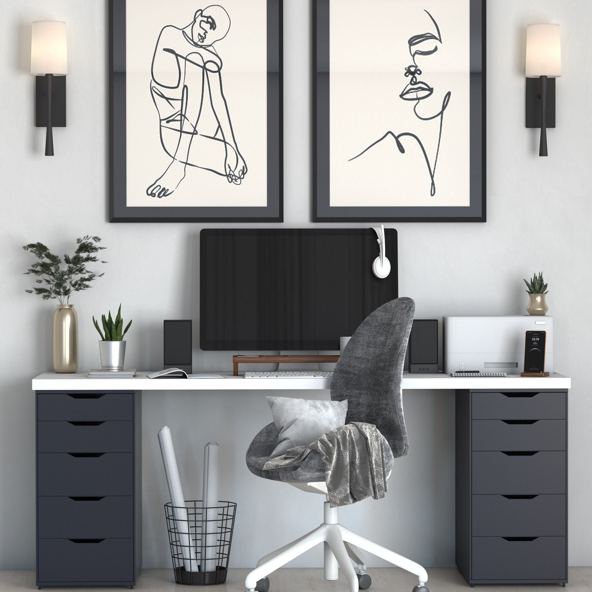 Trenton 1 Light Black Forged Sconce Silk Shade 5.5"W x 18.5"H x 6.5"D