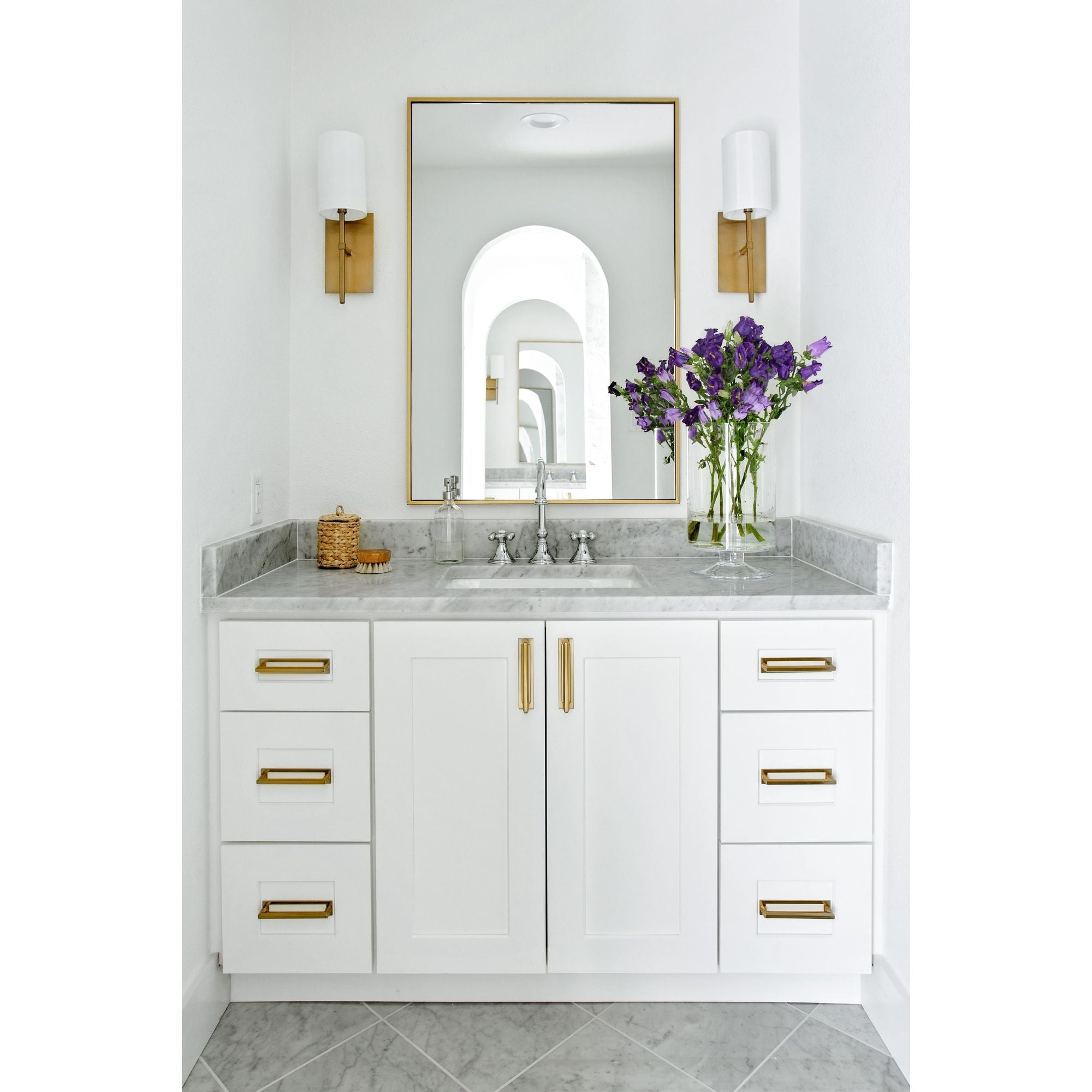 Veronica 1 Light Aged Brass Sconce Silk Shade 5"W x 16.5"H x 6"D