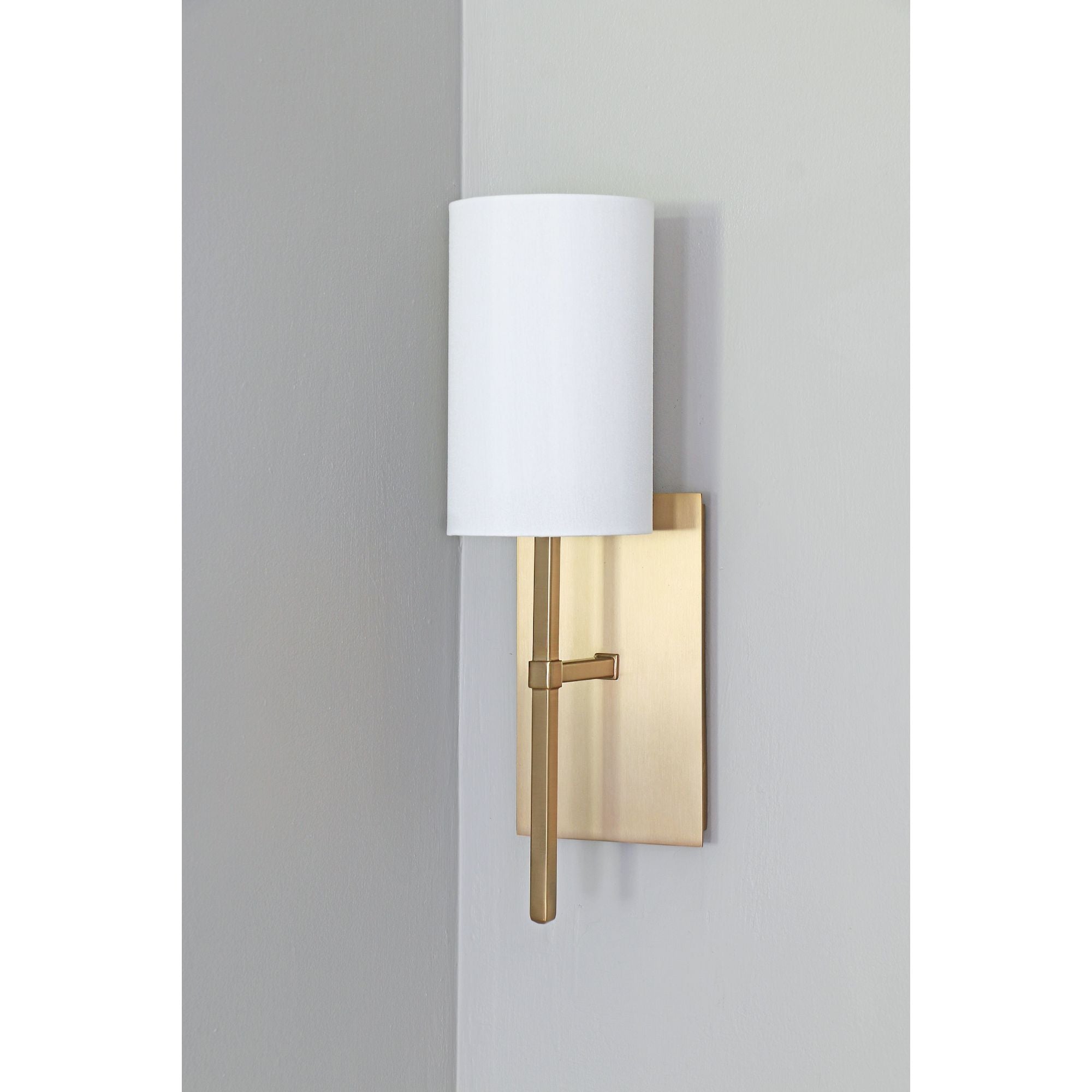 Veronica 1 Light Aged Brass Sconce Silk Shade 5"W x 16.5"H x 6"D