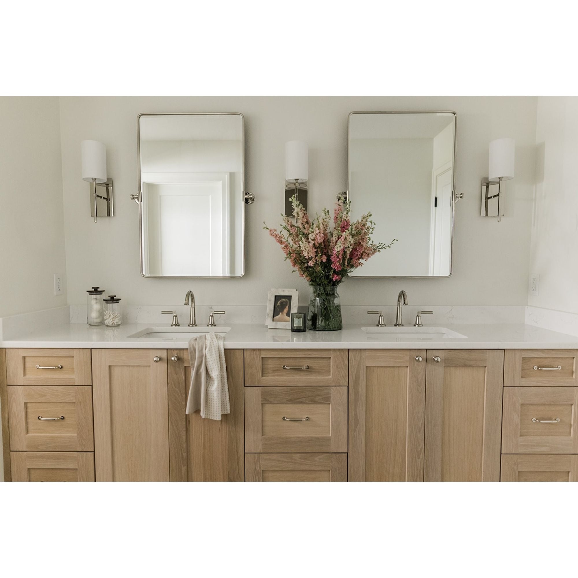 Veronica 1 Light Polished Nickel Sconce Silk Shade 5"W x 16.5"H x 6"D