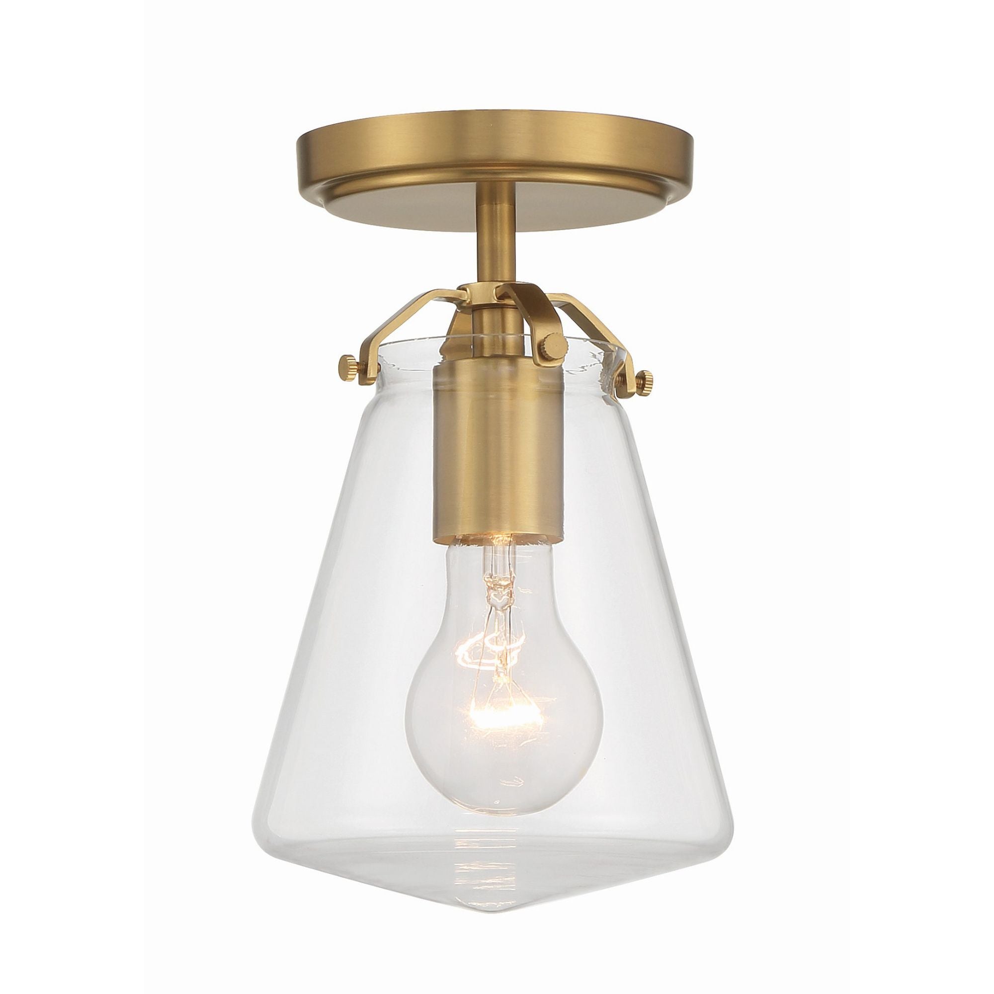 Voss 1 Light Luxe Gold Semi Flush Mount Clear Glass 5.75"W x 9.25"H x 5.75"D