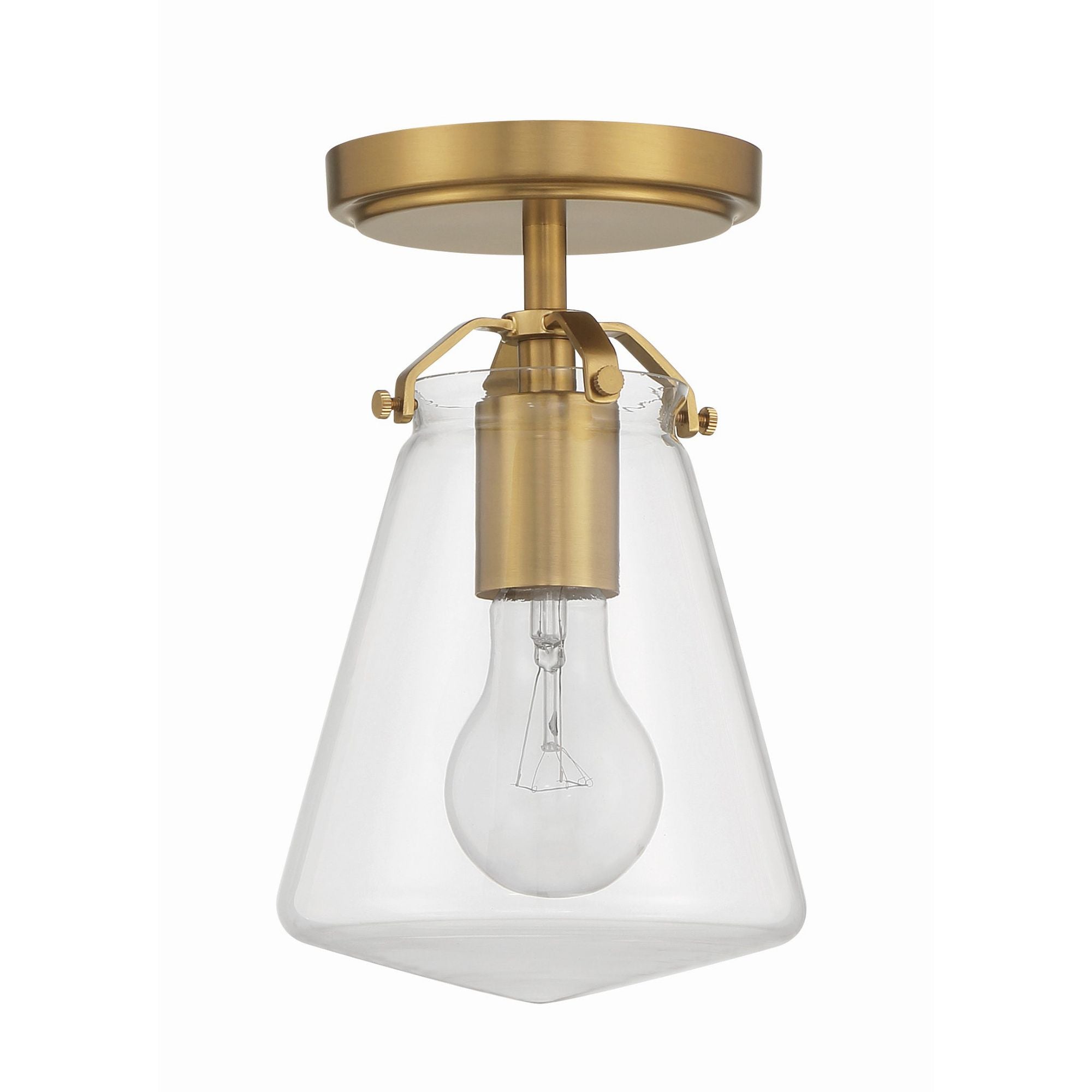 Voss 1 Light Luxe Gold Semi Flush Mount Clear Glass 5.75"W x 9.25"H x 5.75"D