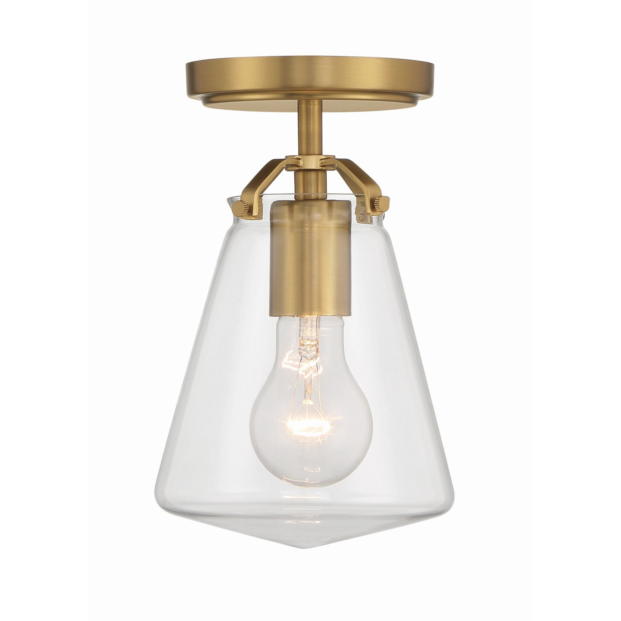 Voss 1 Light Luxe Gold Semi Flush Mount Clear Glass 5.75"W x 9.25"H x 5.75"D