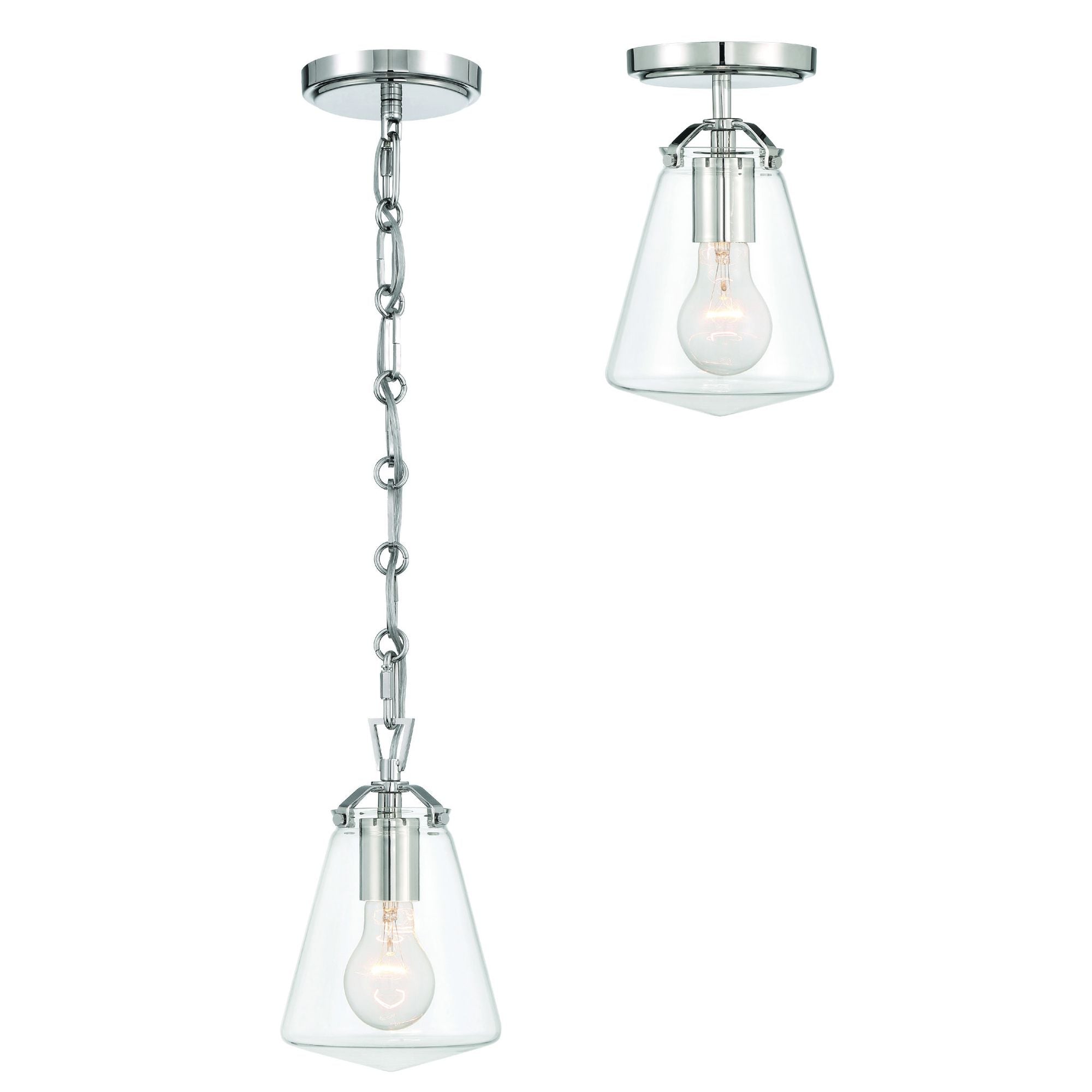 Voss 5.75'' Polished Nickel Pendant Silver 5.75"W x 9"H x 5.75"D