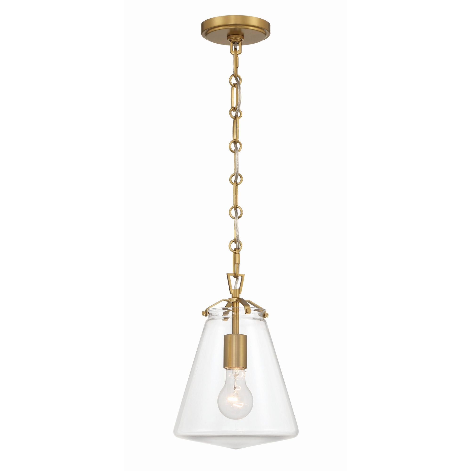 Voss 1 Light Luxe Gold Mini Pendant Clear Glass 8.25"W x 11.5"H x 8.25"D