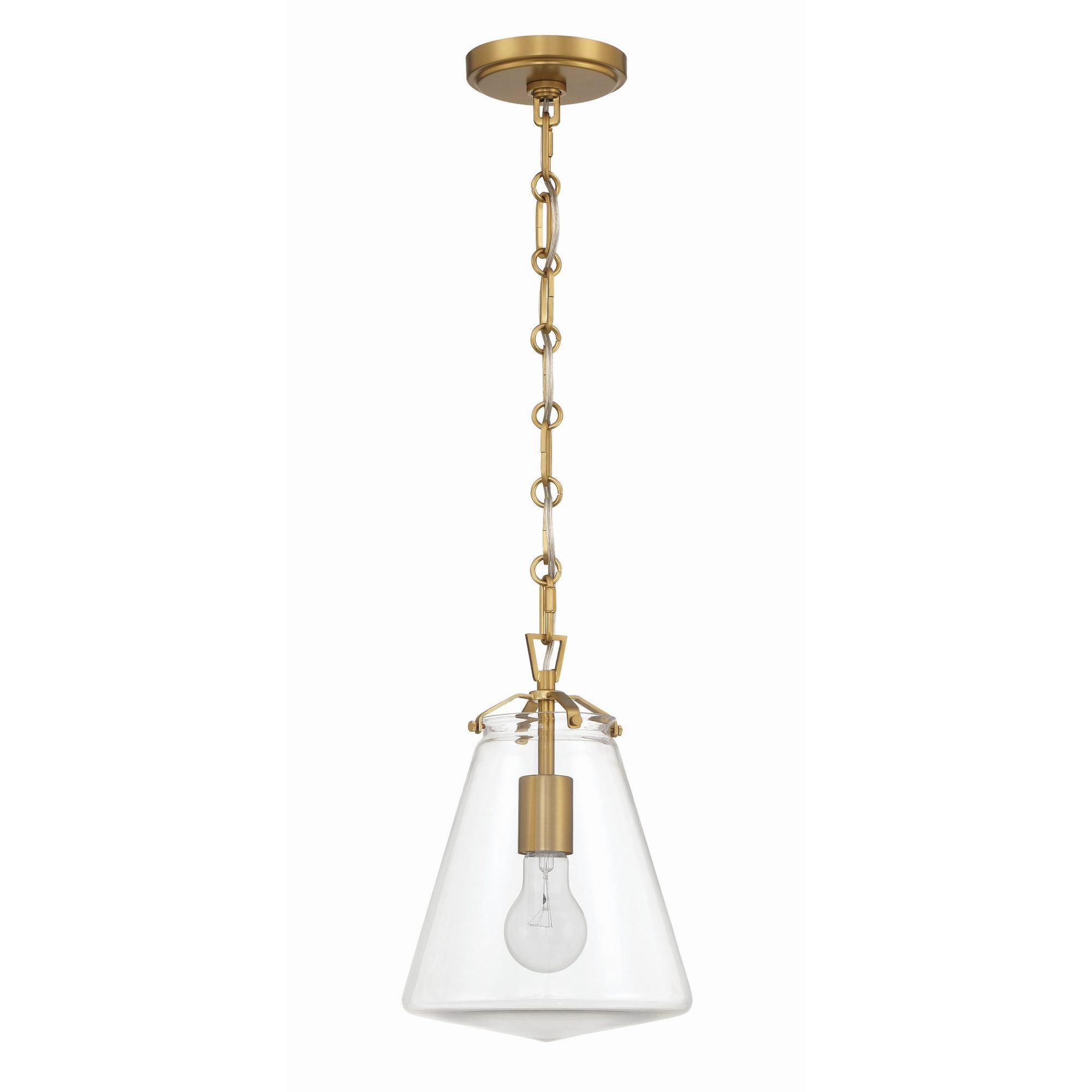 Voss 1 Light Luxe Gold Mini Pendant Clear Glass 8.25"W x 11.5"H x 8.25"D