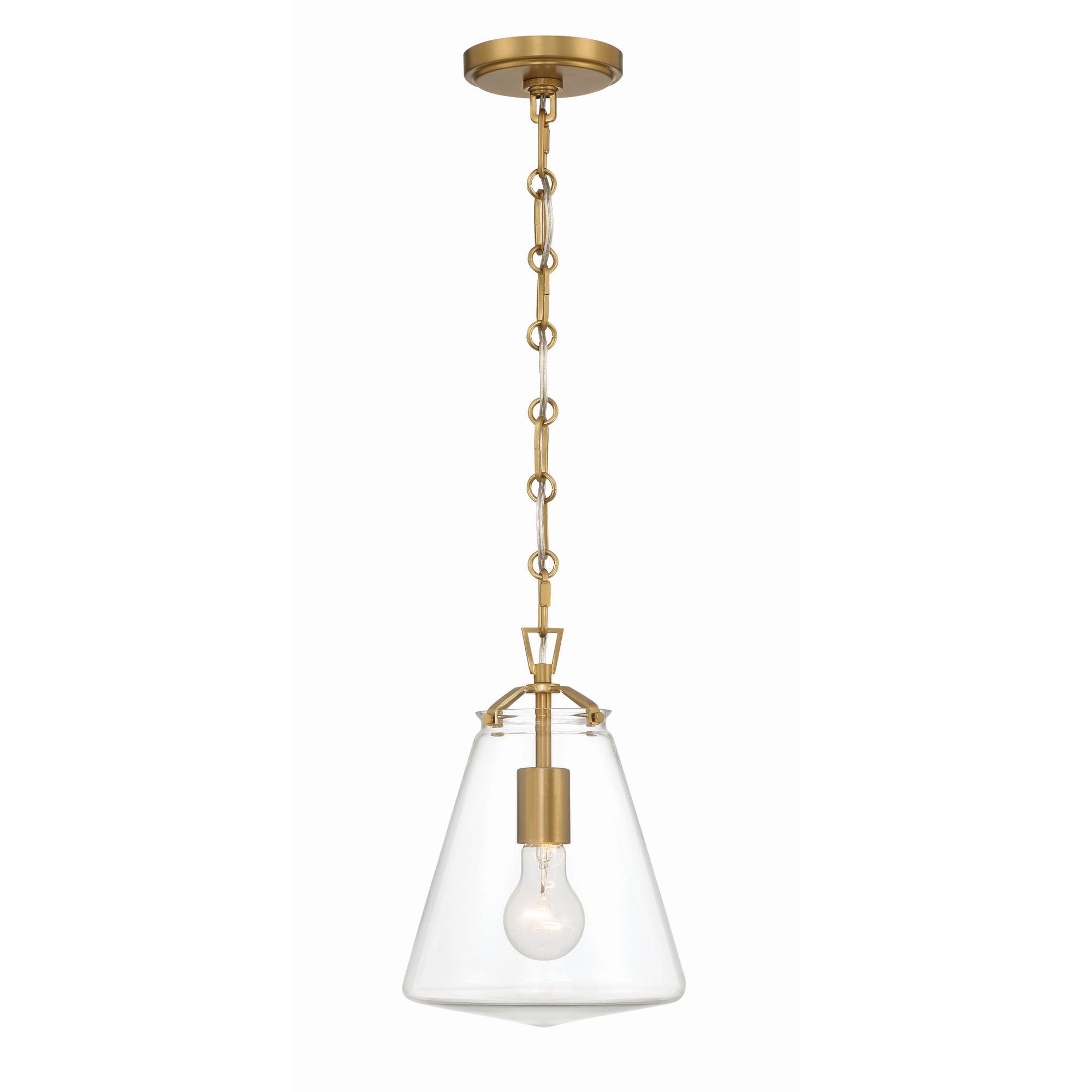 Voss 1 Light Luxe Gold Mini Pendant Clear Glass 8.25"W x 11.5"H x 8.25"D
