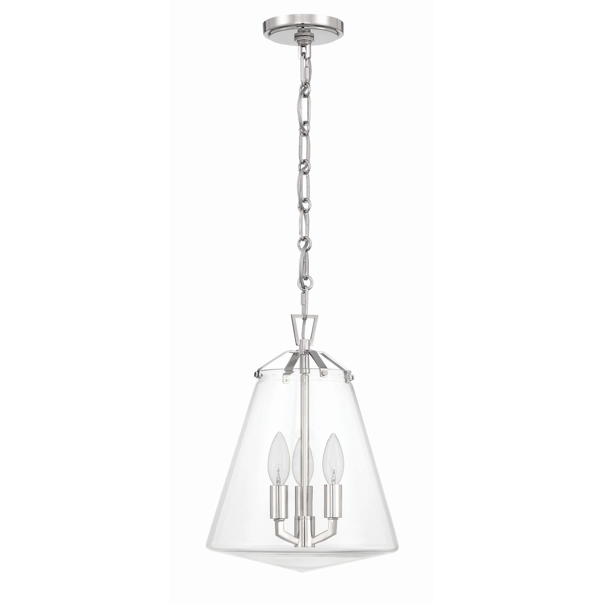 Voss 3 Light Polished Nickel Pendant Clear Glass 11"W x 14.75"H x 11"D