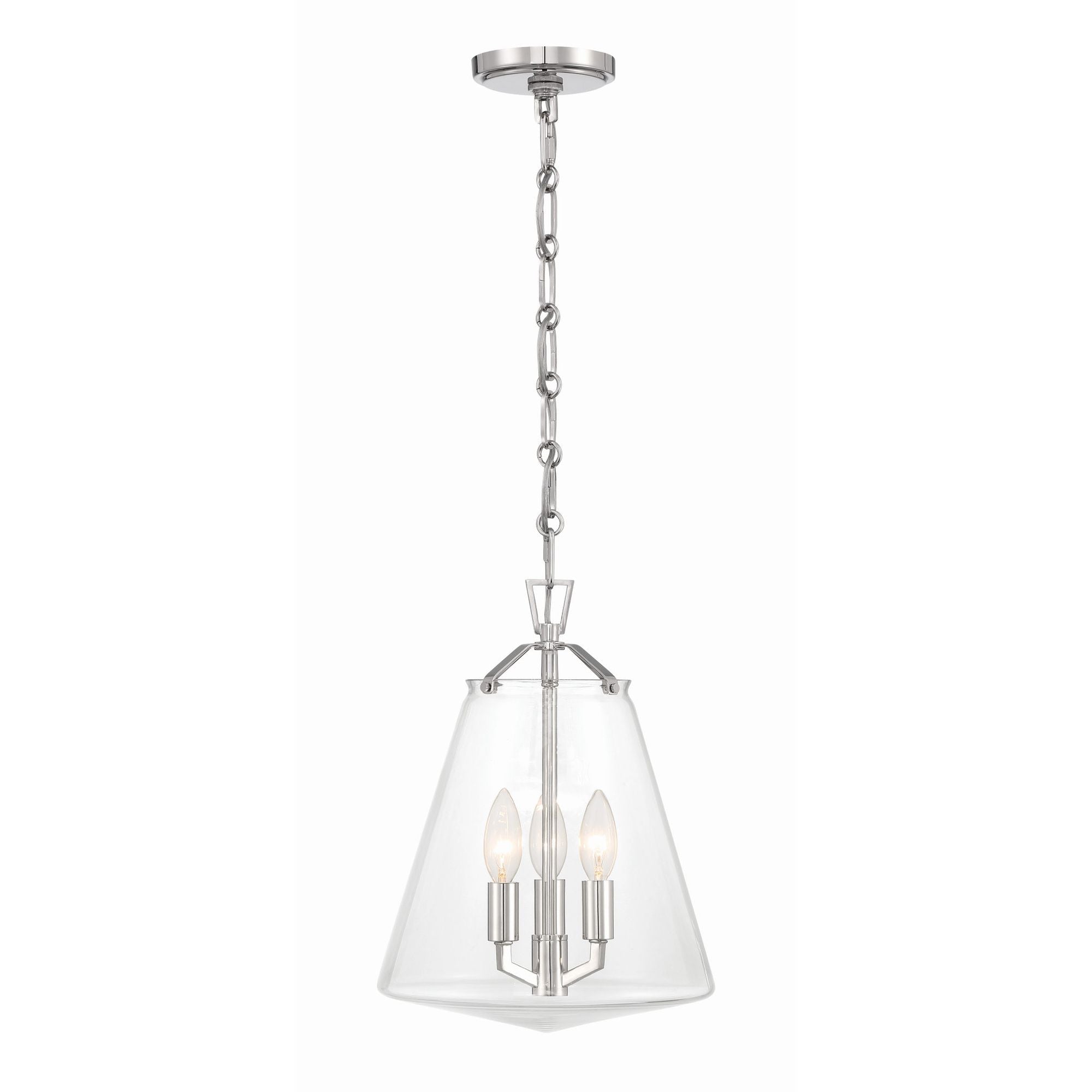 Voss 3 Light Polished Nickel Pendant Clear Glass 11"W x 14.75"H x 11"D