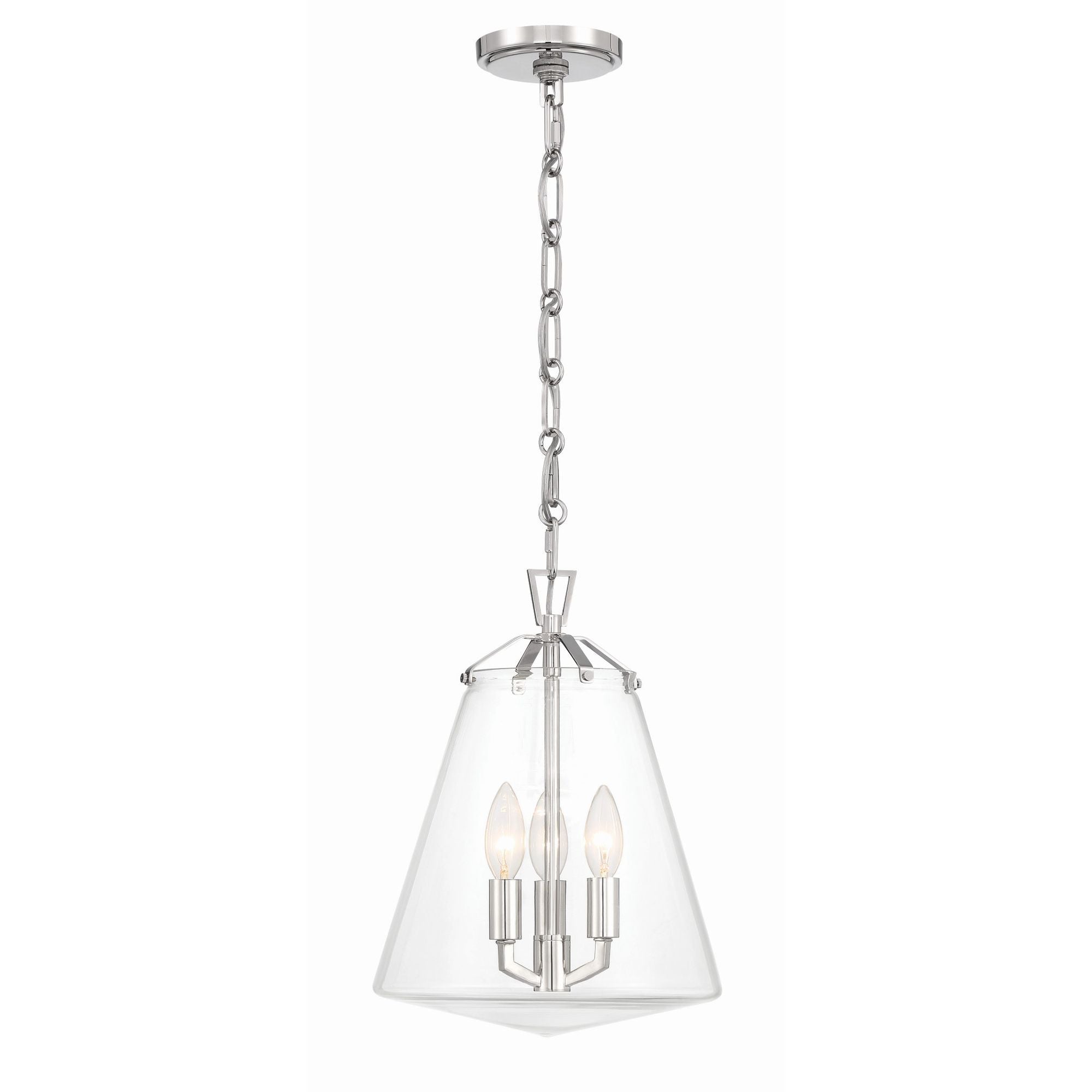 Voss 3 Light Polished Nickel Pendant Clear Glass 11"W x 14.75"H x 11"D