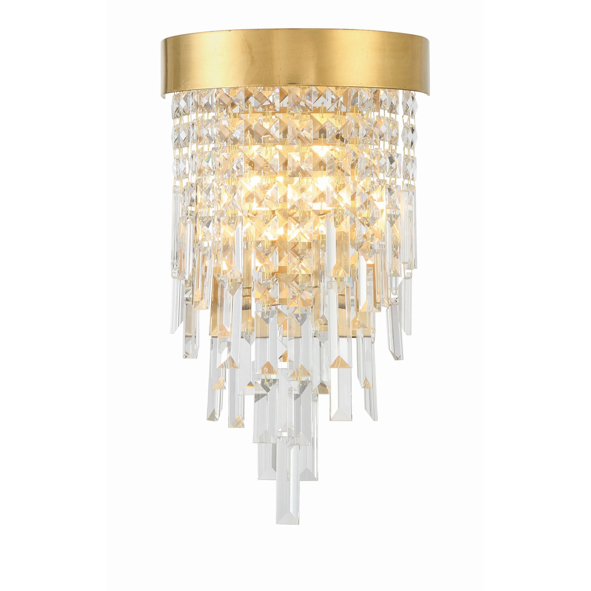 Winfield 2 Light Antique Gold Sconce Hand Cut Crystal 9.75"W x 17"H x 5.75"D