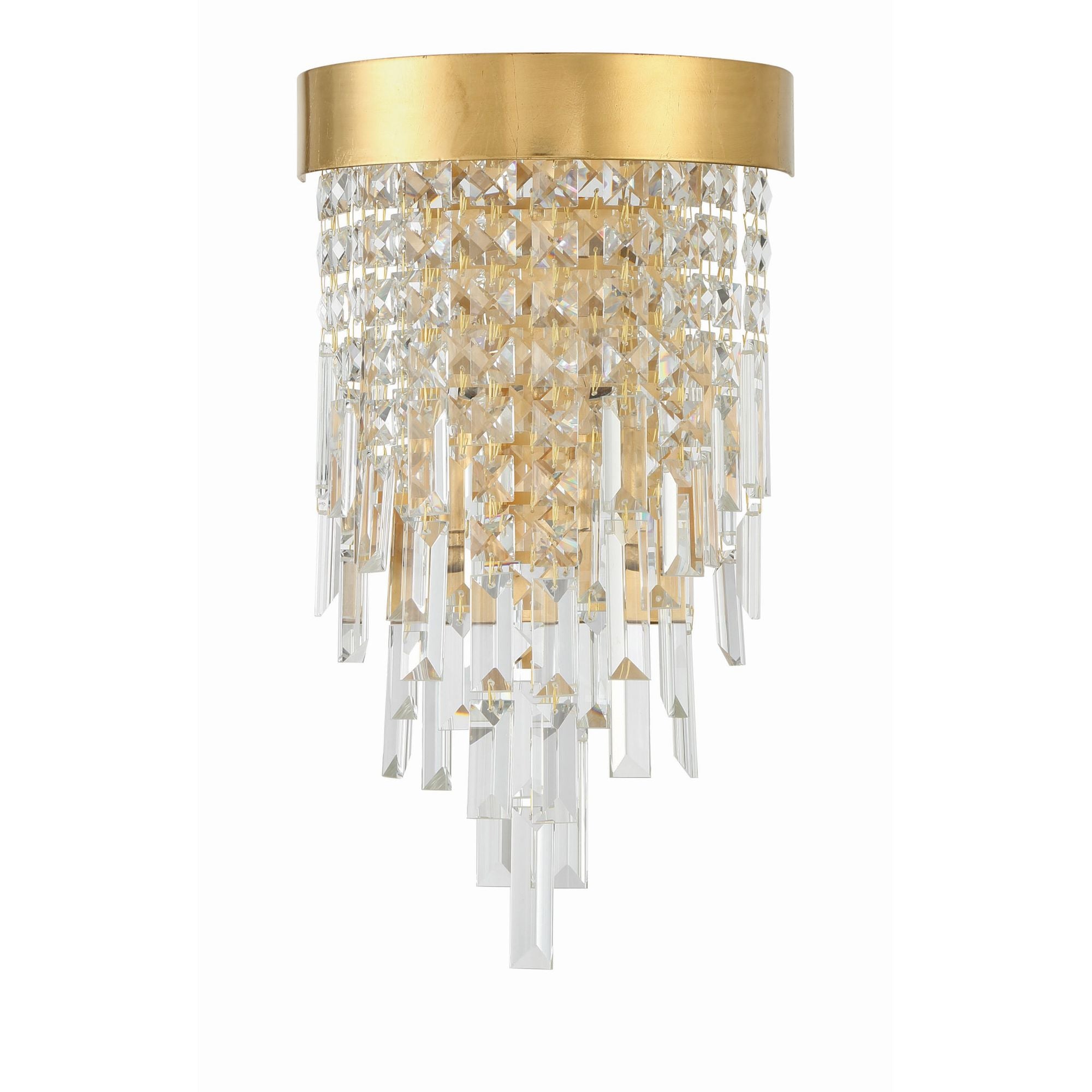 Winfield 2 Light Antique Gold Sconce Hand Cut Crystal 9.75"W x 17"H x 5.75"D