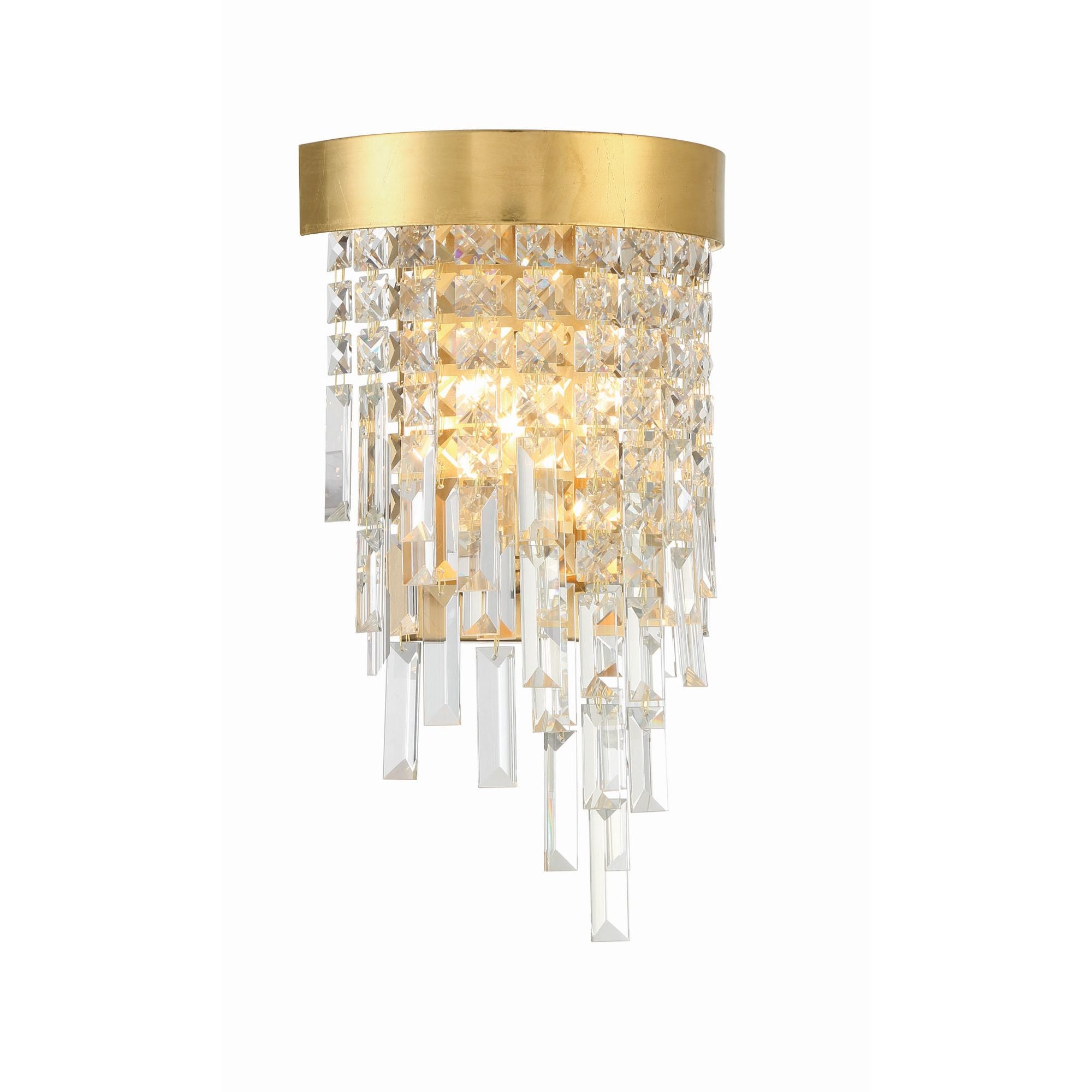 Winfield 2 Light Antique Gold Sconce Hand Cut Crystal 9.75"W x 17"H x 5.75"D