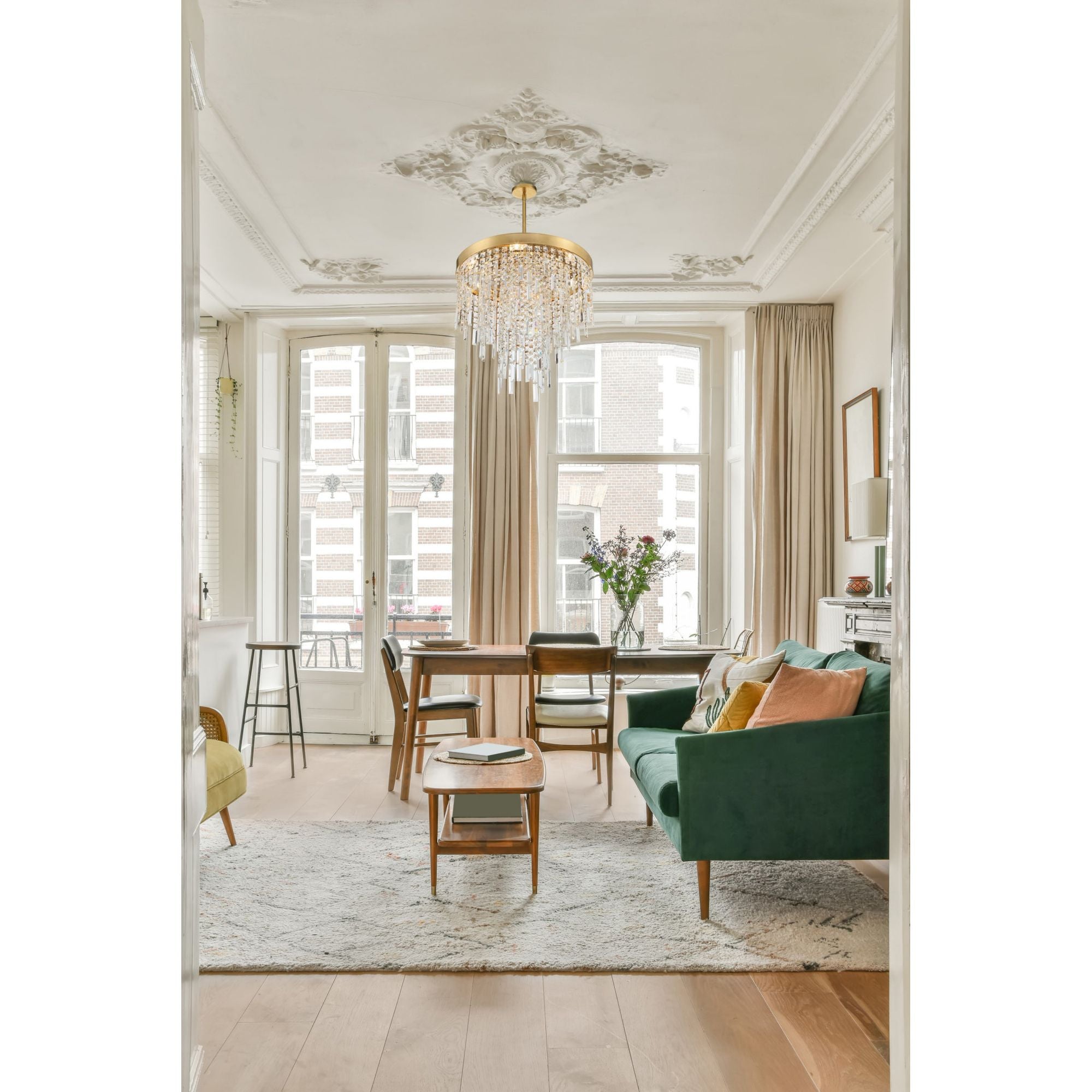 Winfield 5 Light Antique Gold Chandelier Hand Cut Crystal 20"W x 23.5"H x 20"D