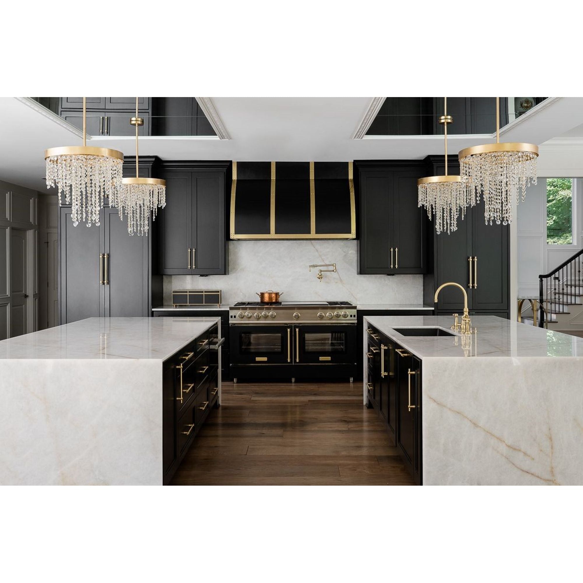 Winham 6 Light Antique Gold Crystal Chandelier Hand Cut Crystal 24"W x 23"H x 24"D