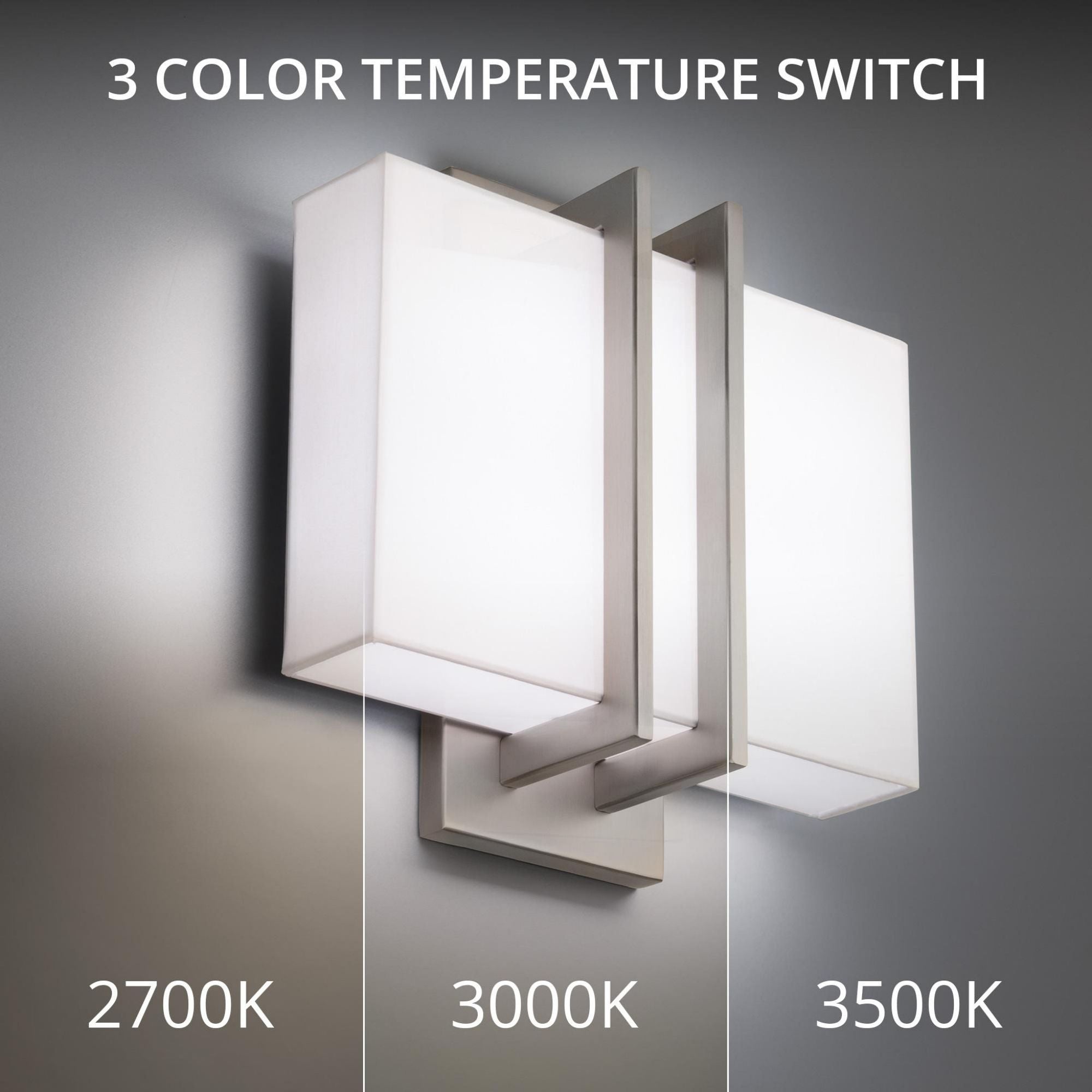 Downton 11in LED Wall Light 3-CCT 2700K-3000K-3500K Set to 2700K in Brushed Nickel