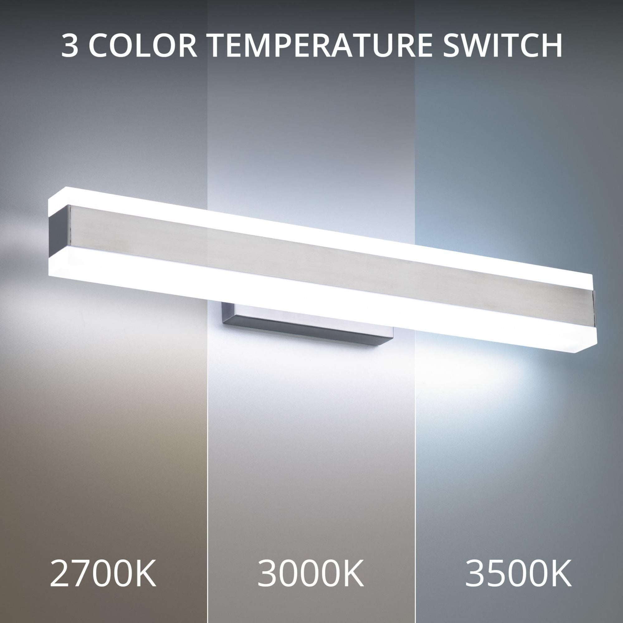 Cinch 37in LED Bathroom Vanity or Wall Light 3-CCT 2700K-3000K-3500K Set to 2700K in Brushed Nickel