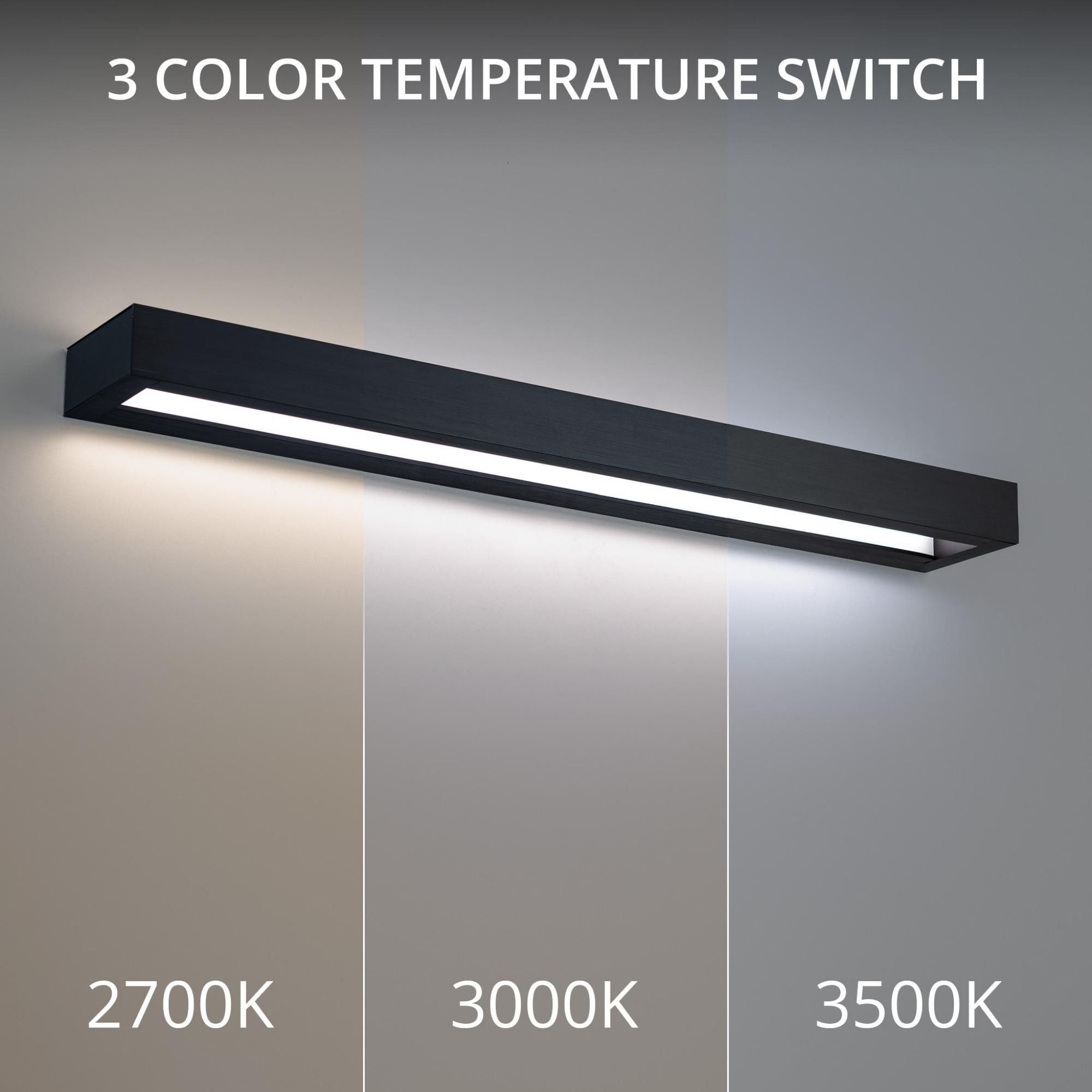Open Bar 27in LED Bathroom Vanity or Wall Light 3-CCT 2700K-3000K-3500K Set to 3500K in Black