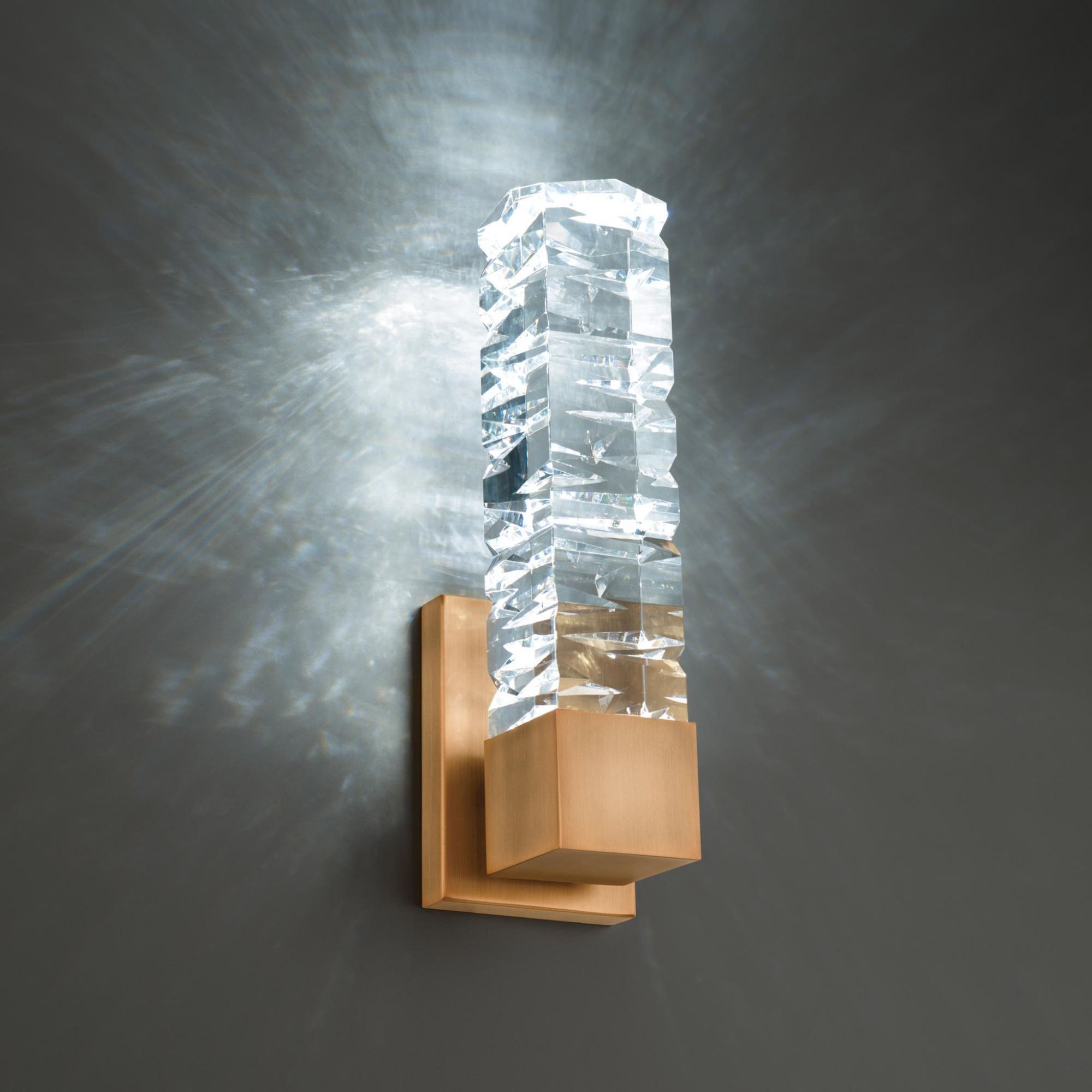 Juliet 15in LED Wall Sconce 3500K with K-9 Faceted Crystal in Aged Brass