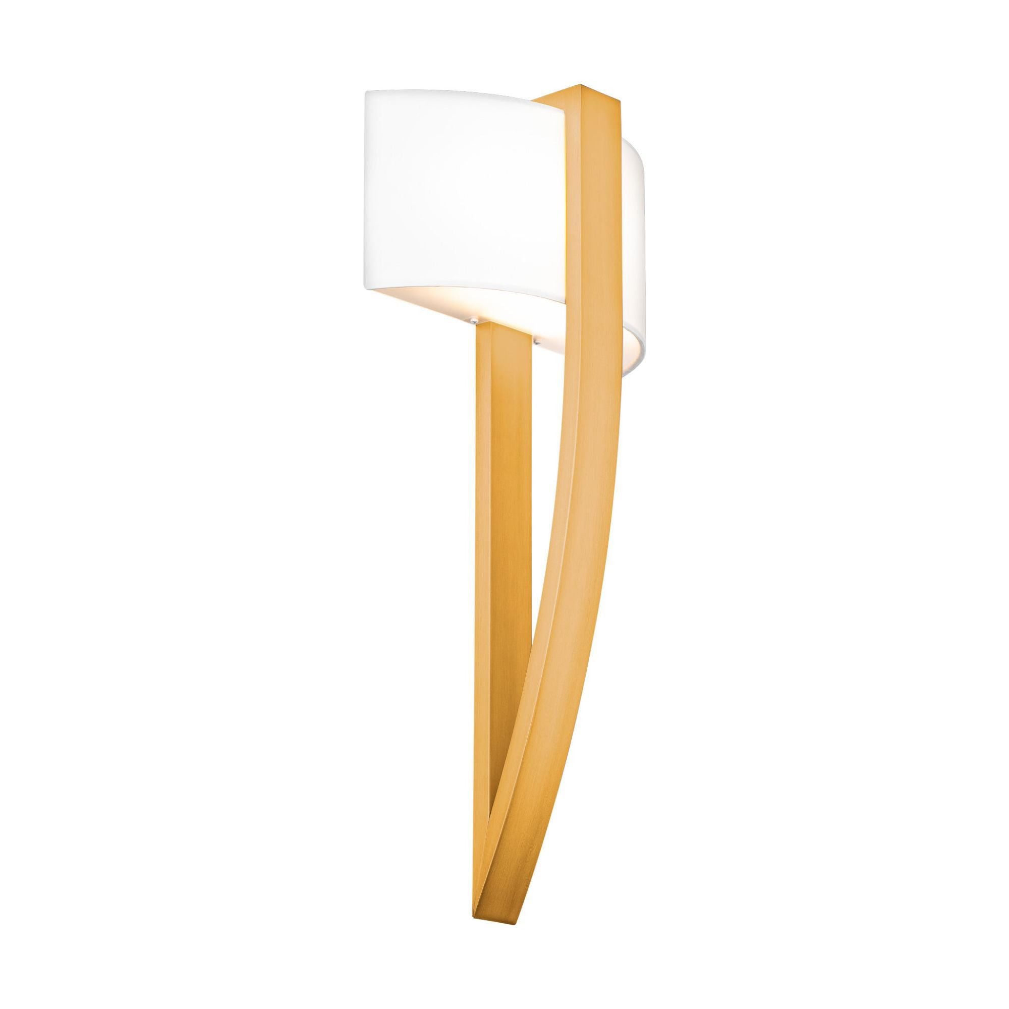 Curvana 20in LED Wall Light 3000K with White Fabric Shade in Aged Brass Hardware