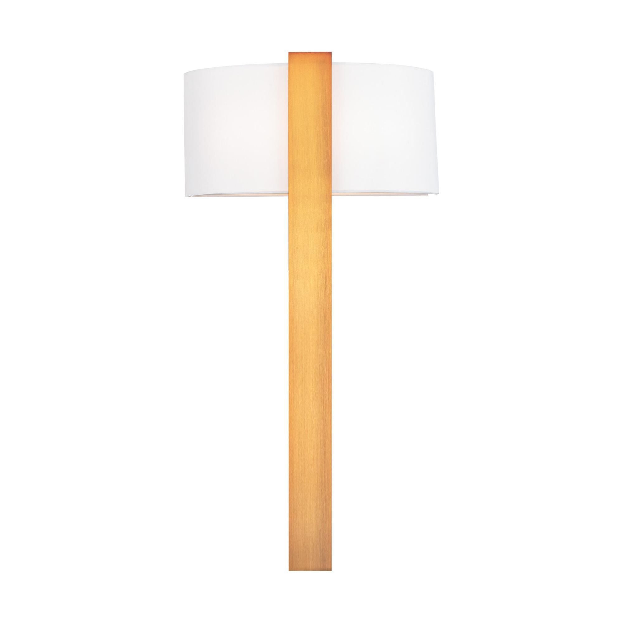 Curvana 20in LED Wall Light 3000K with White Fabric Shade in Aged Brass Hardware
