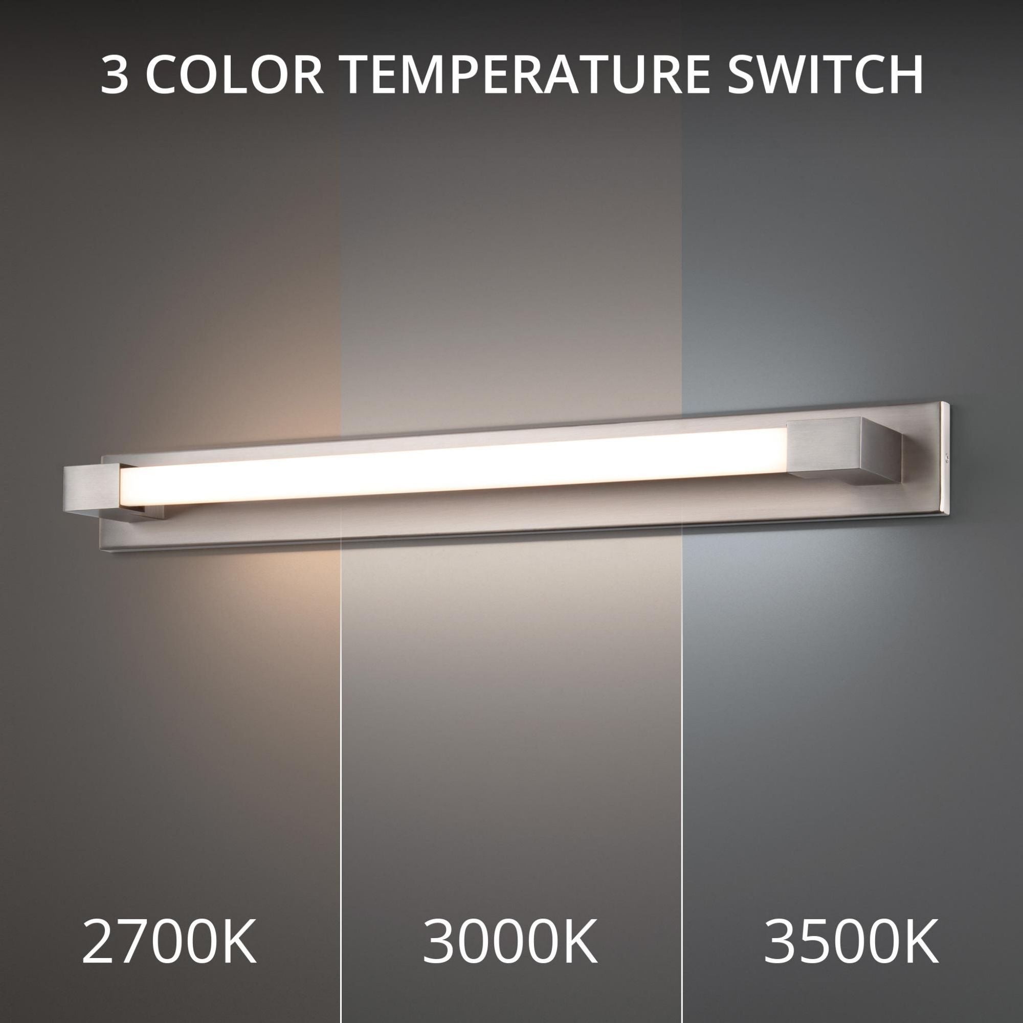Barre 37in LED Bath Vanity & Wall Light 3-CCT 2700K-3000K-3500K Set to 2700K in Brushed Nickel