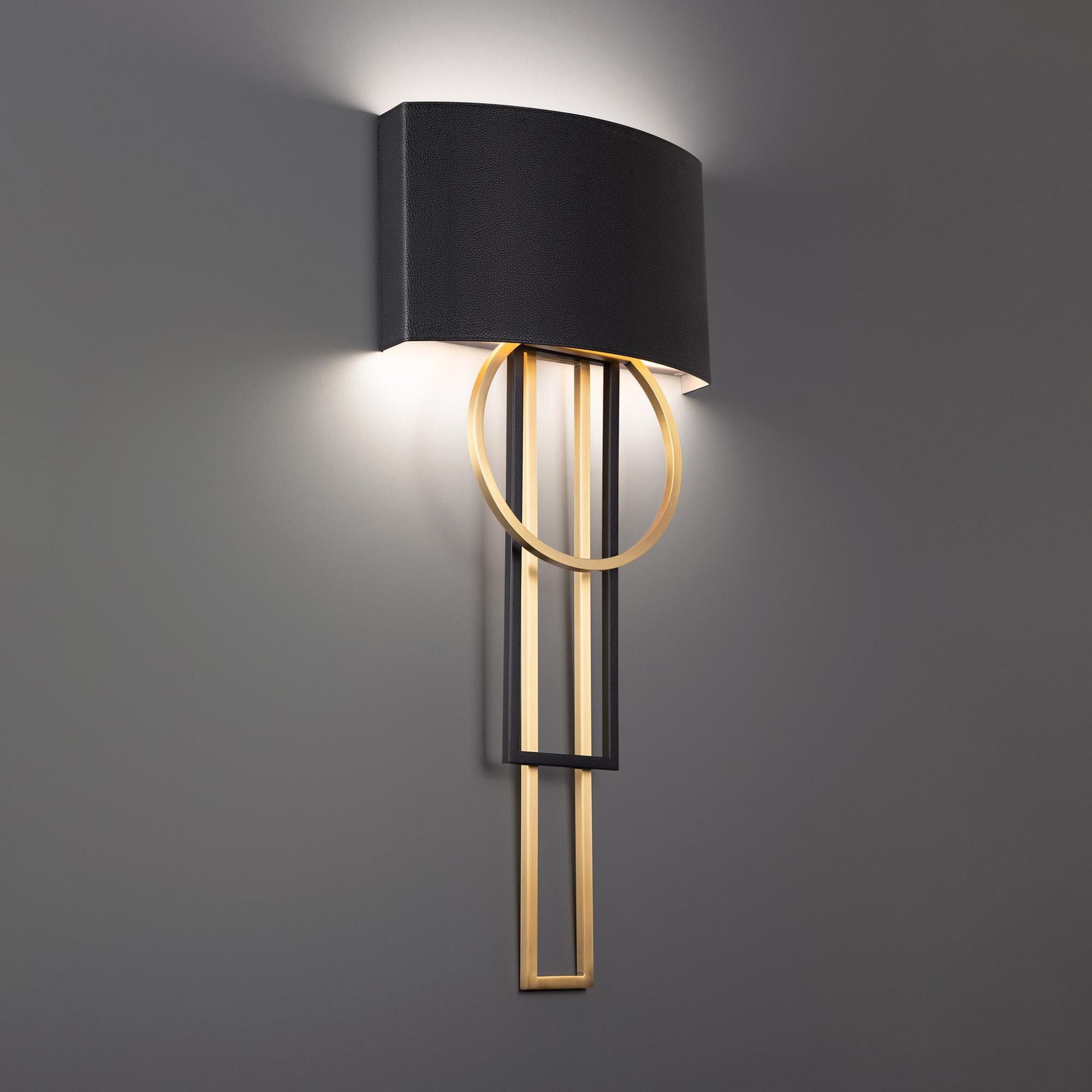 Sartre 32in LED Wall Sconce 3000K in Black with Aged Brass