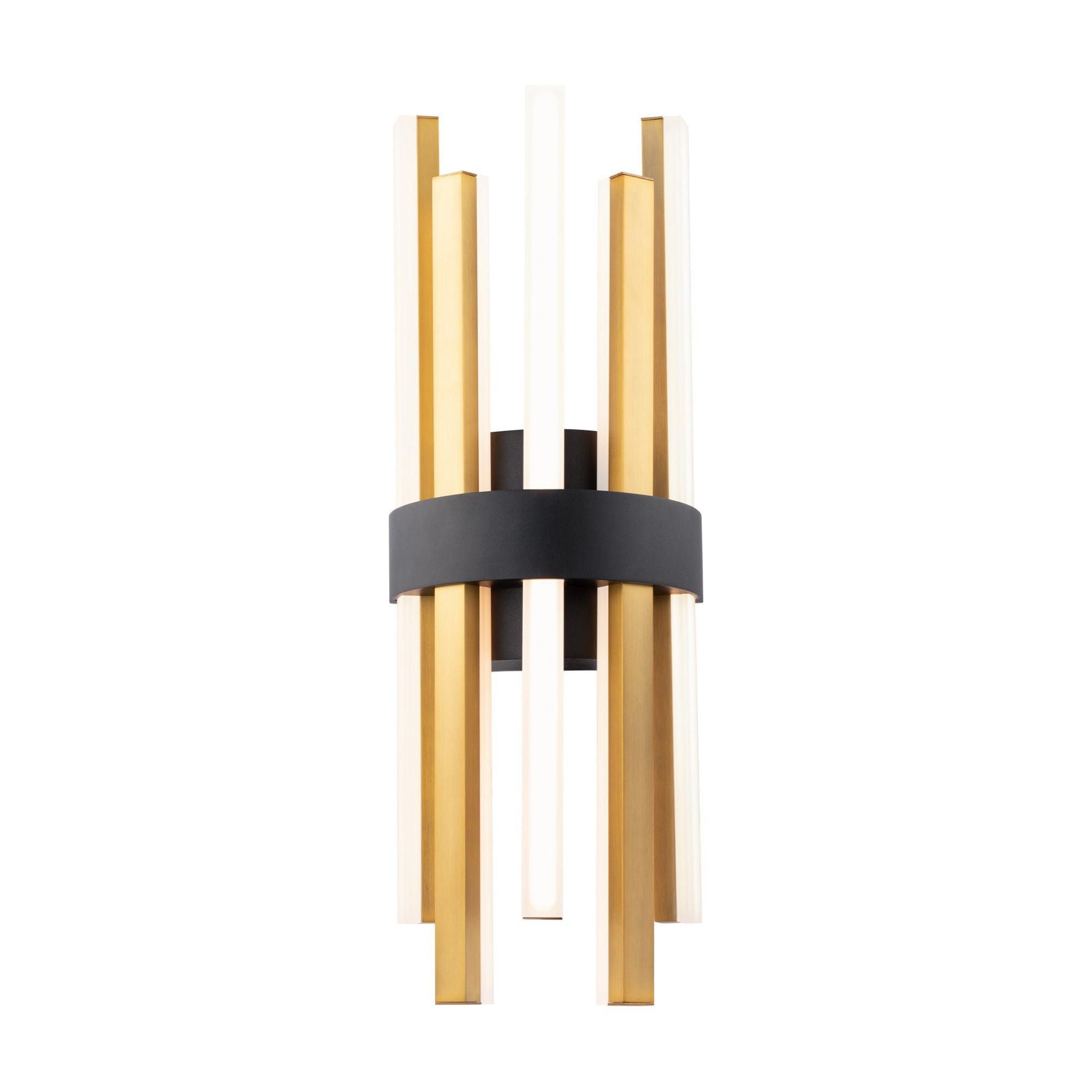 Harmonix 7in LED Wall Sconce 3000K in Black with Aged Brass