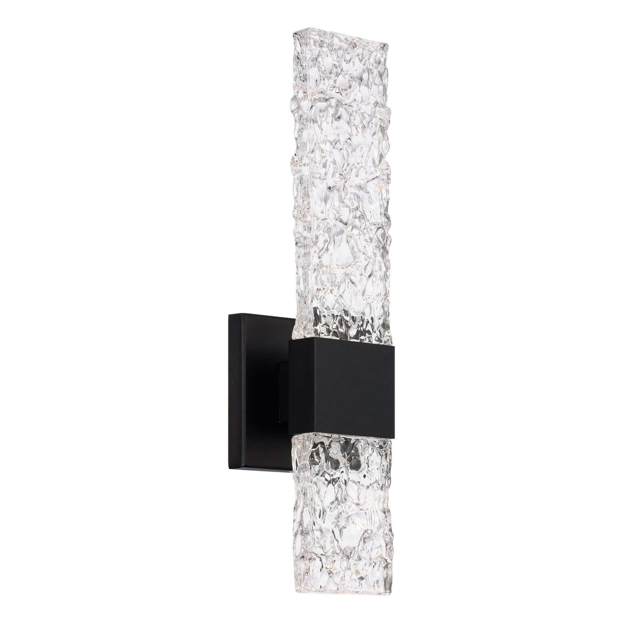Reflect 18in LED Indoor or Outdoor Wall Light 3000K with Artisan Pressed Glass in Black