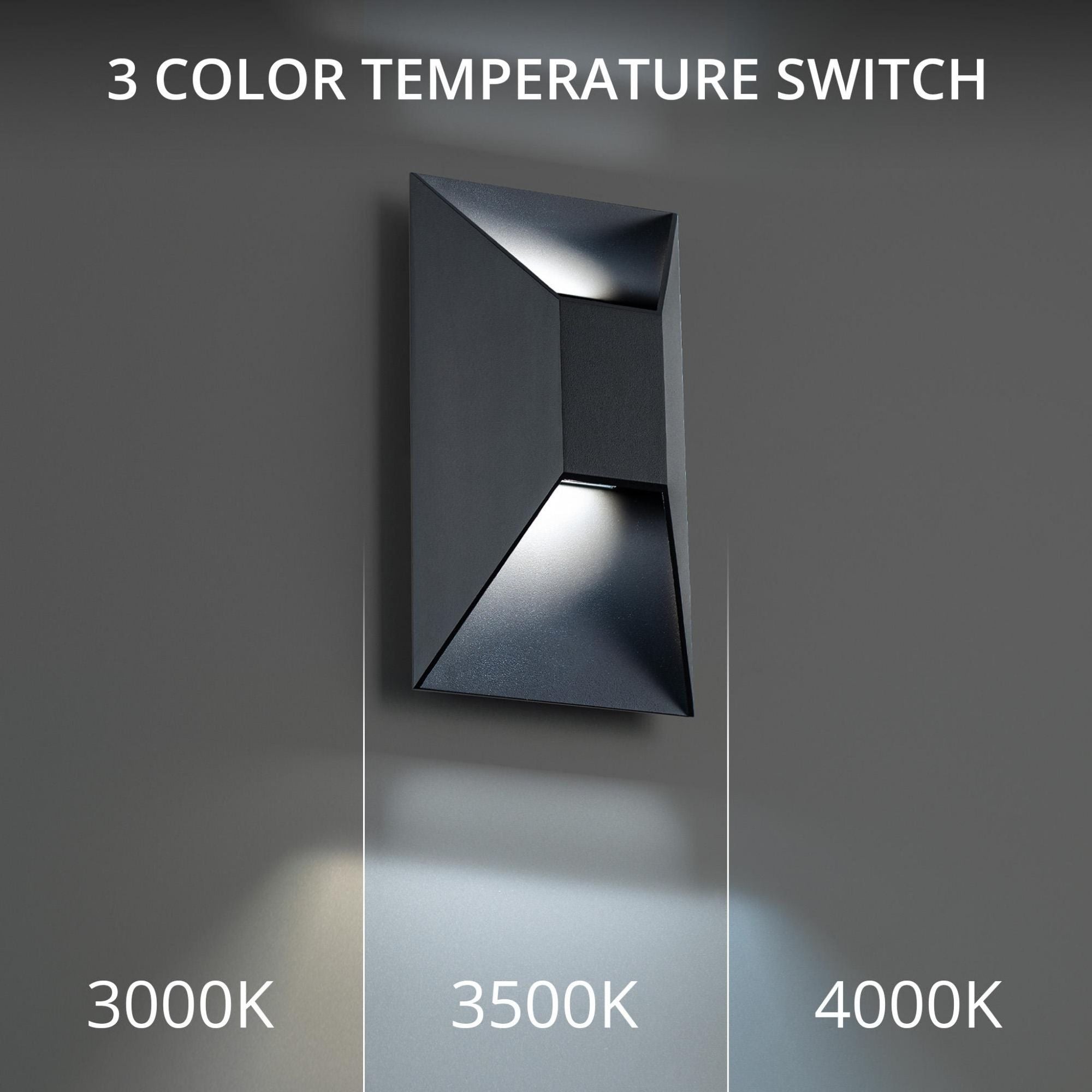 Maglev 10in LED Indoor or Outdoor Wall Light 3-CCT 3000K-3500K-4000K Set to 3500K in Black