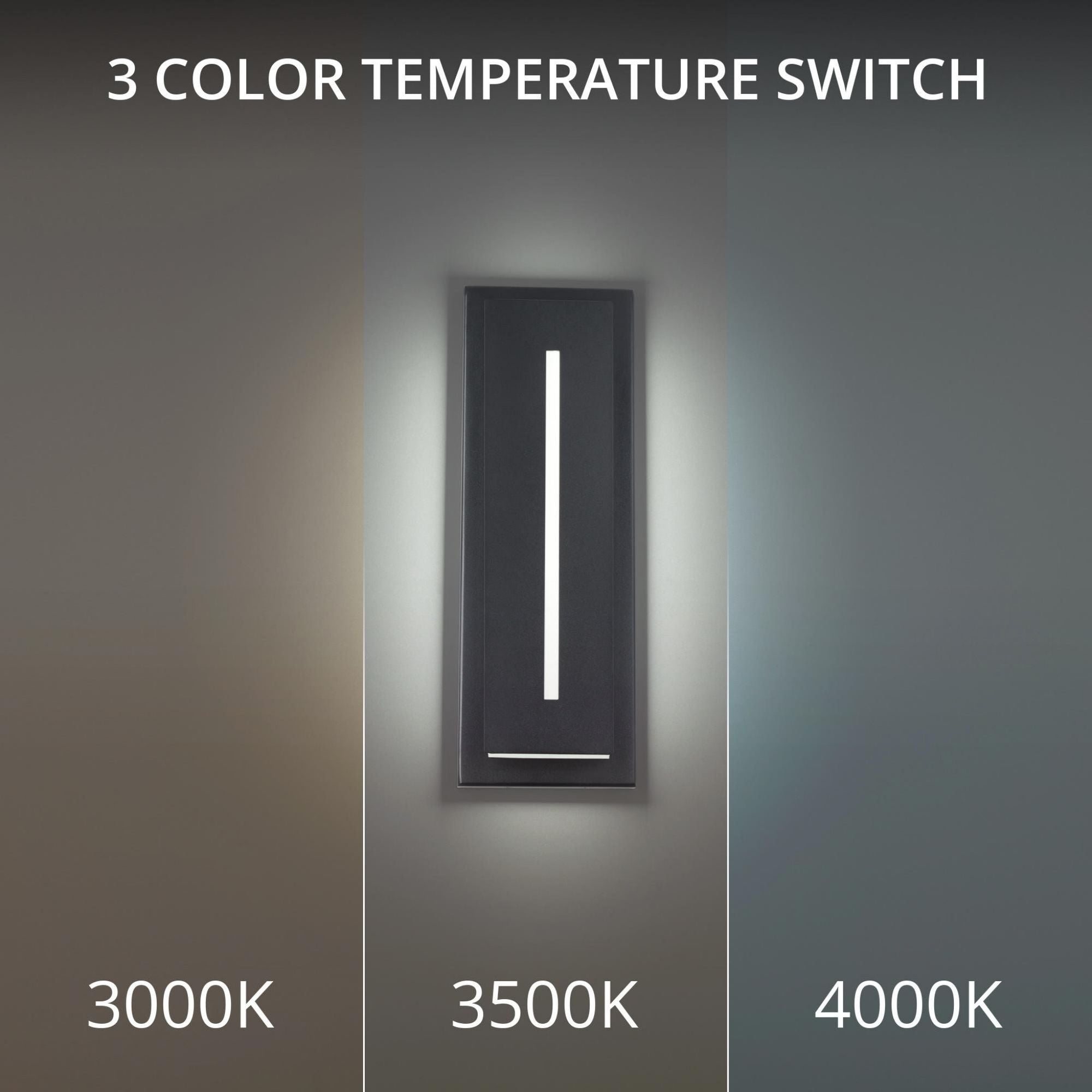 Midnight 16in LED Indoor or Outdoor Wall Light 3-CCT set to 3500K in Black