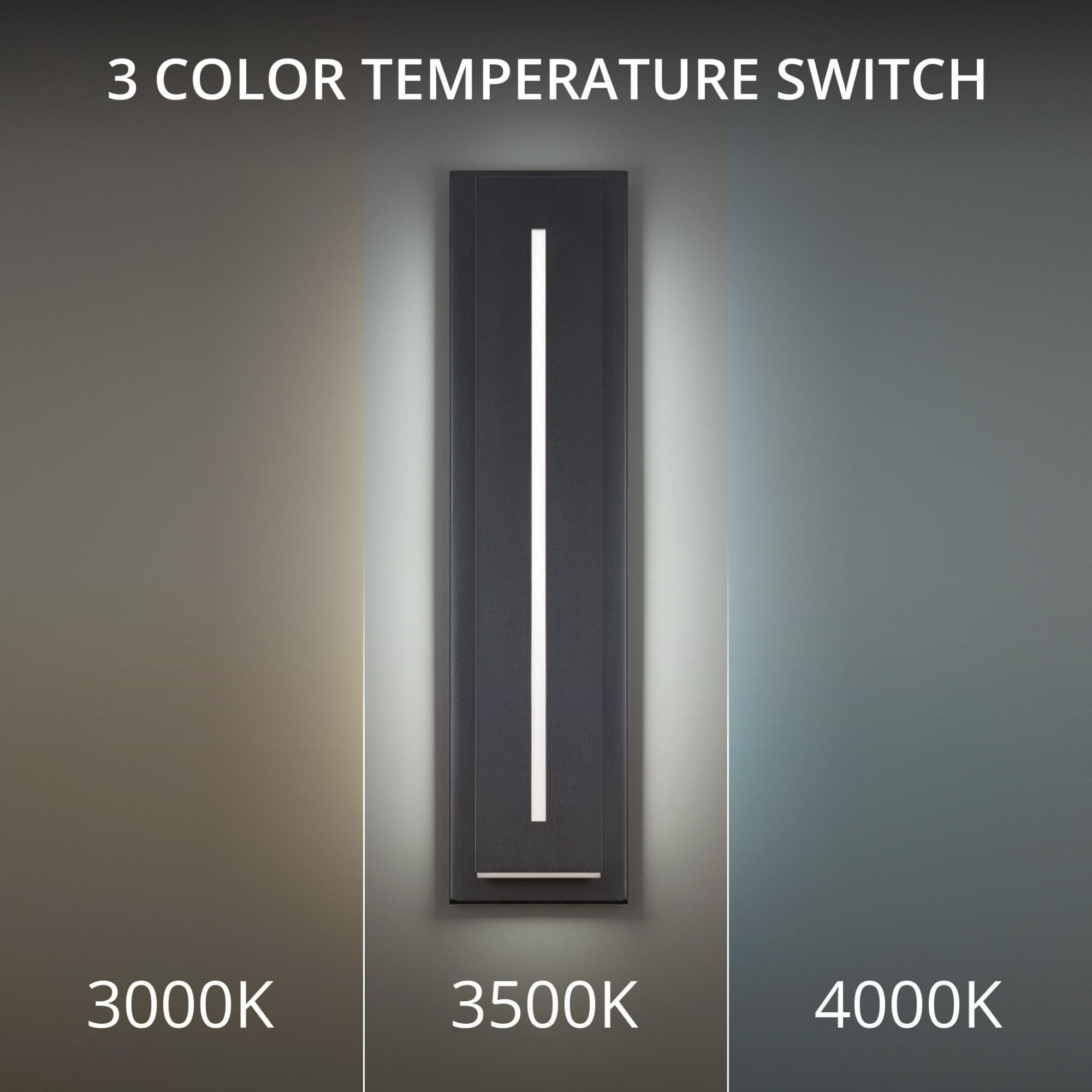 Midnight 26in LED Indoor or Outdoor Wall Light 3-CCT set to 3500K in Black
