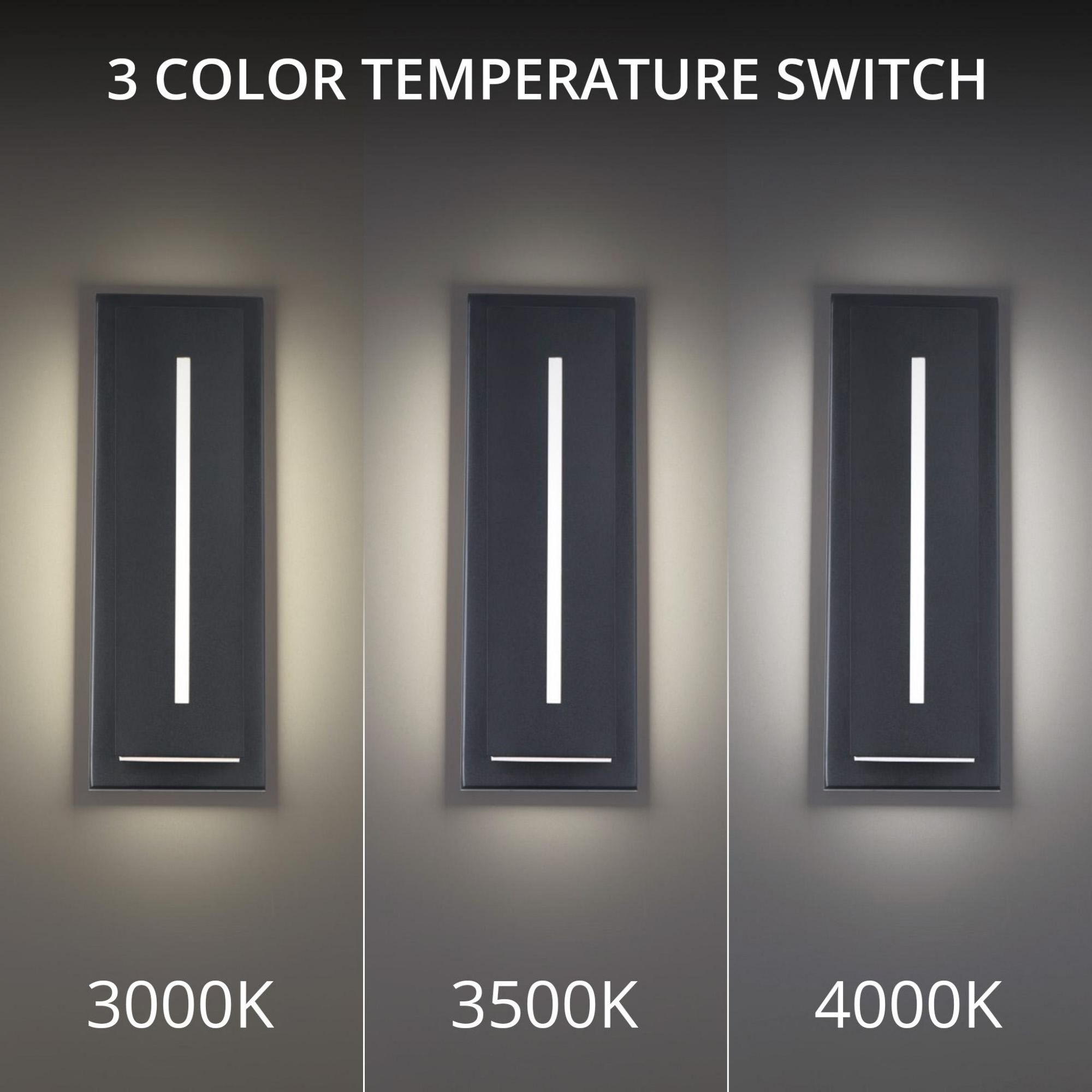 Midnight 36in LED Indoor or Outdoor Wall Light 3-CCT set to 3500K in Black