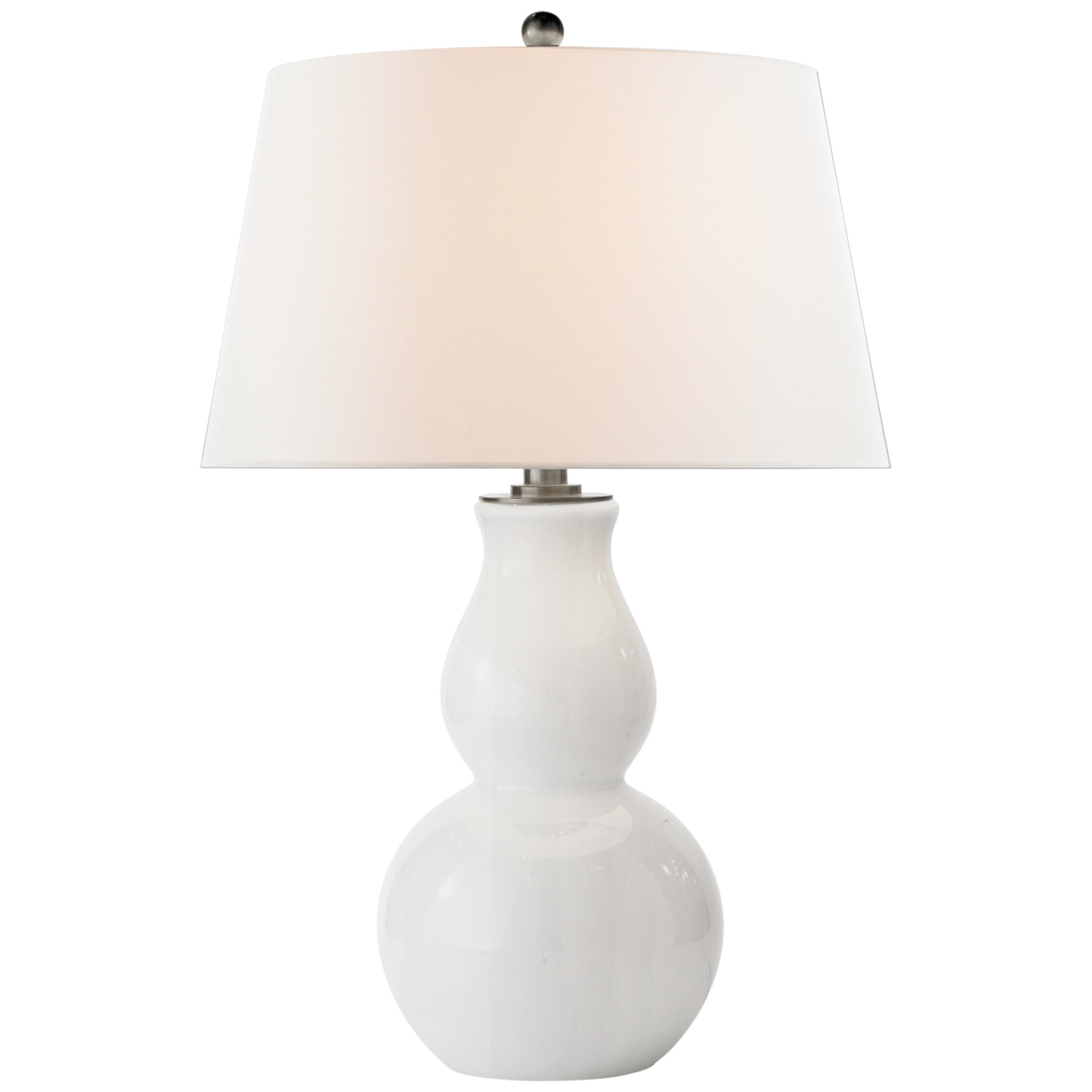 Chapman & Myers Open Bottom Gourd Table Lamp in White Glass with Linen Shade W19" x H30"