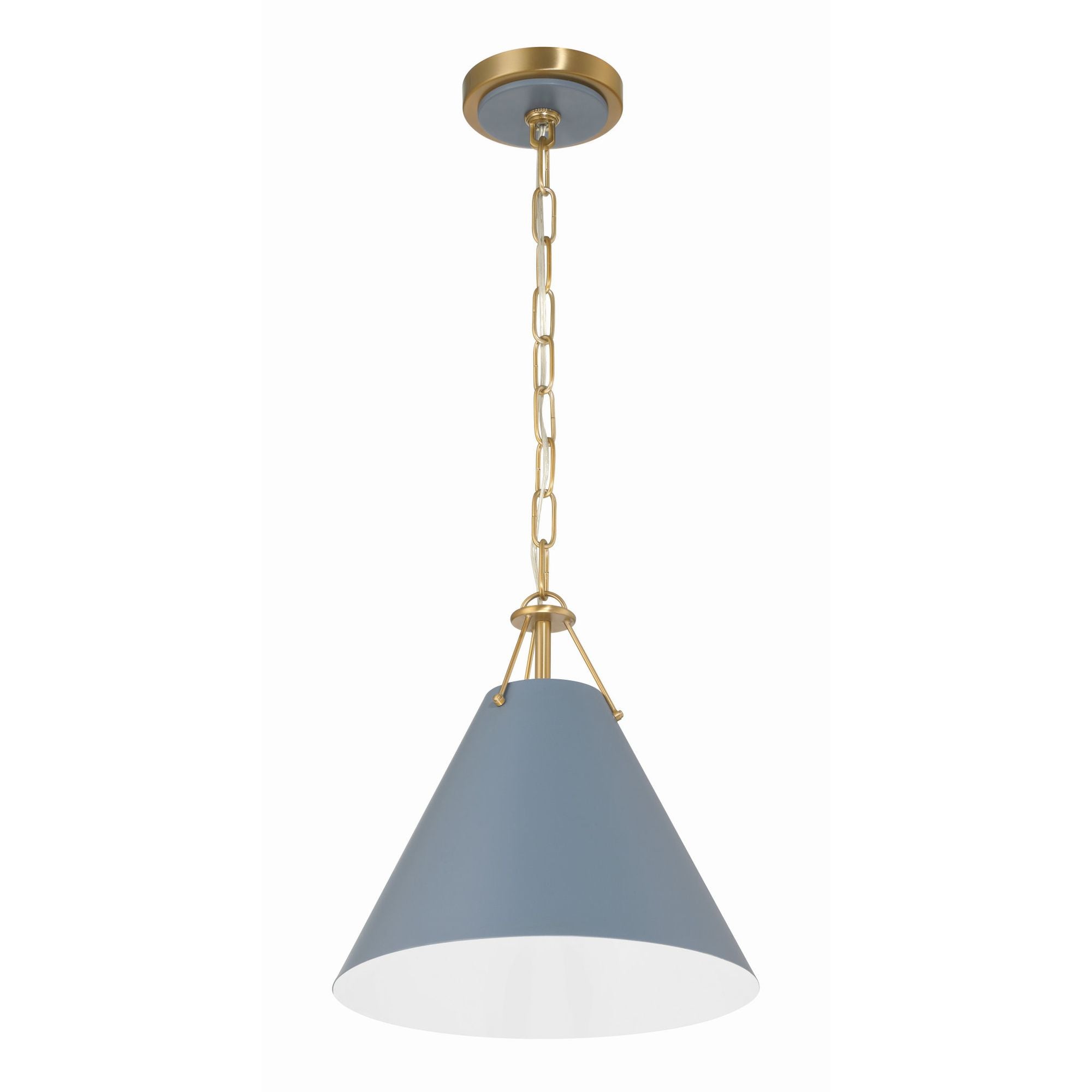 Xavier 1 Light Vibrant Gold + Blue Mini Pendant Steel Shade 12"W x 12"H x 12"D