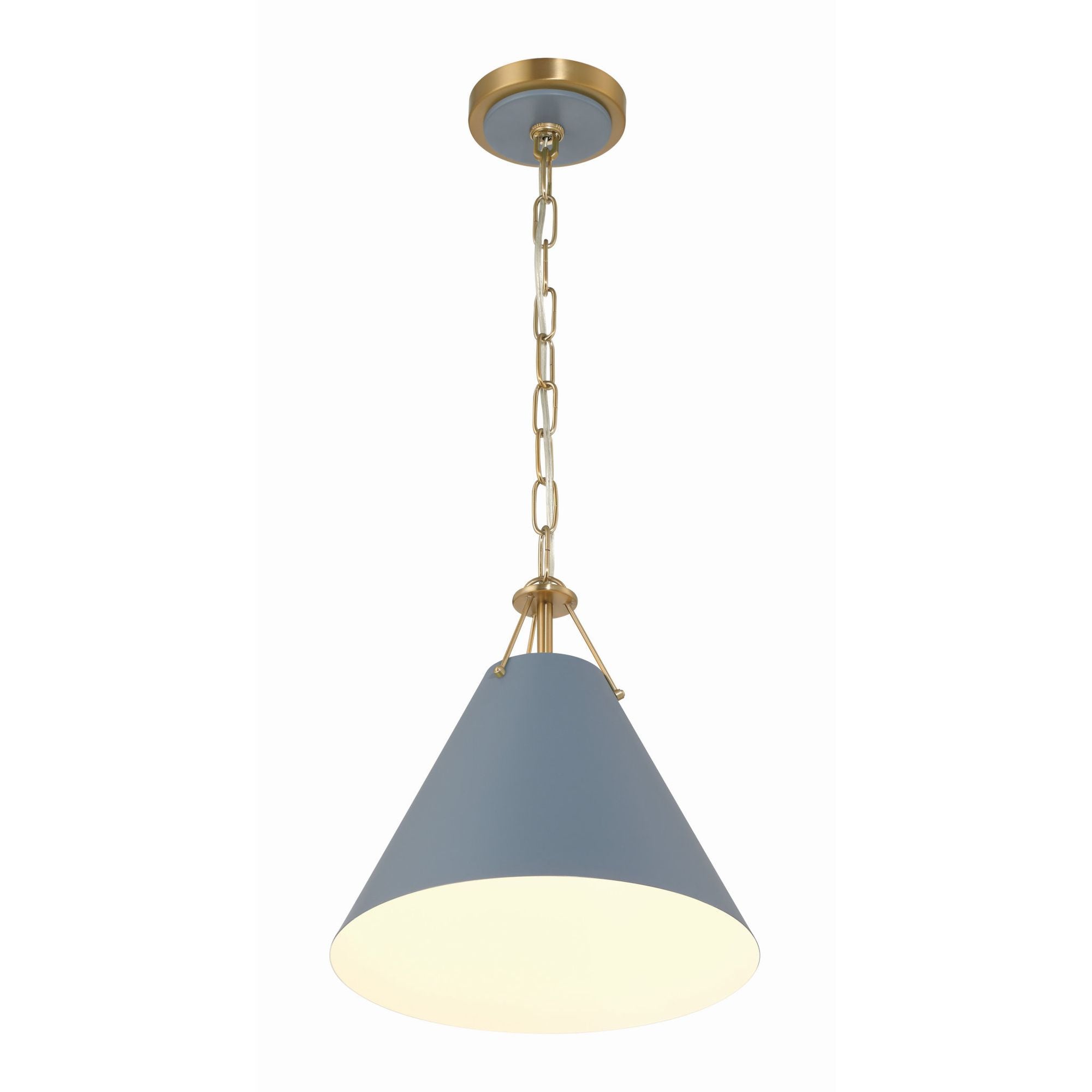 Xavier 1 Light Vibrant Gold + Blue Mini Pendant Steel Shade 12"W x 12"H x 12"D