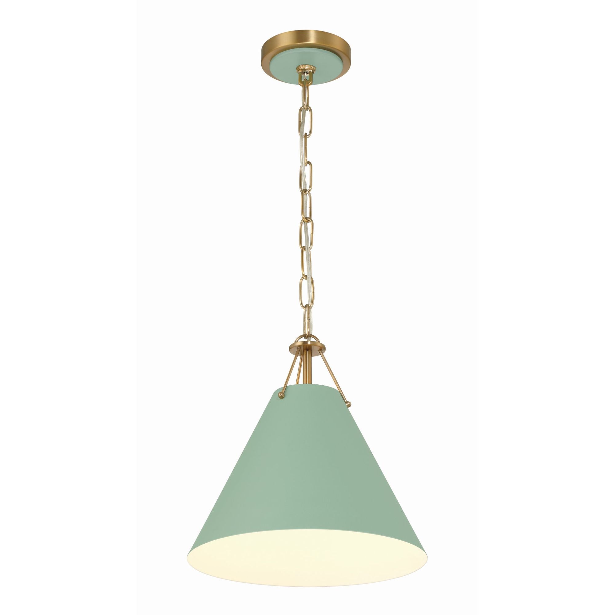 Xavier 1 Light Vibrant Gold + Green Mini Pendant Steel Shade 12"W x 12"H x 12"D