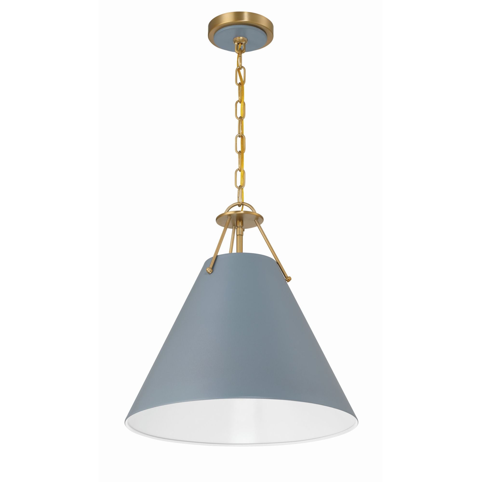 Xavier 3 Light Vibrant Gold + Blue Pendant Steel Shade 16"W x 16.5"H x 16"D