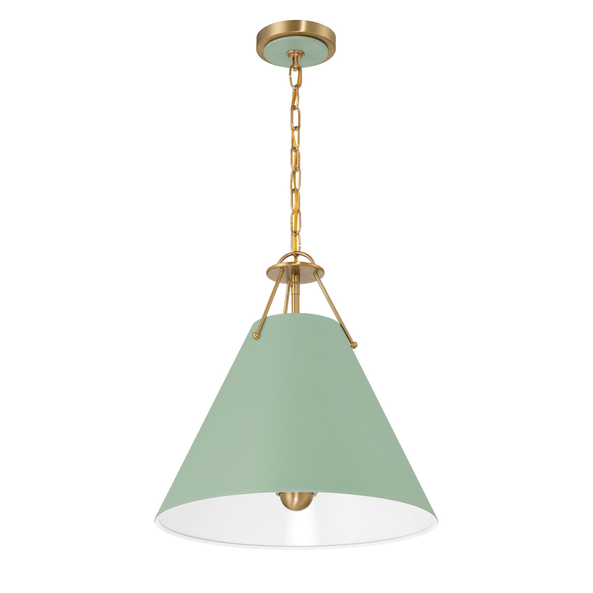 Xavier 3 Light Vibrant Gold + Green Pendant Steel Shade 16"W x 16.5"H x 16"D