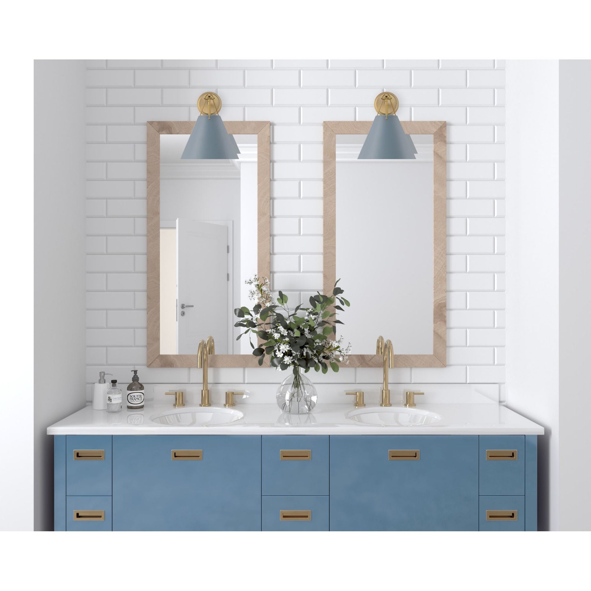 Xavier 1 Light Vibrant Gold + Blue Sconce Steel Shade 10"W x 12.5"H x 10.5"D