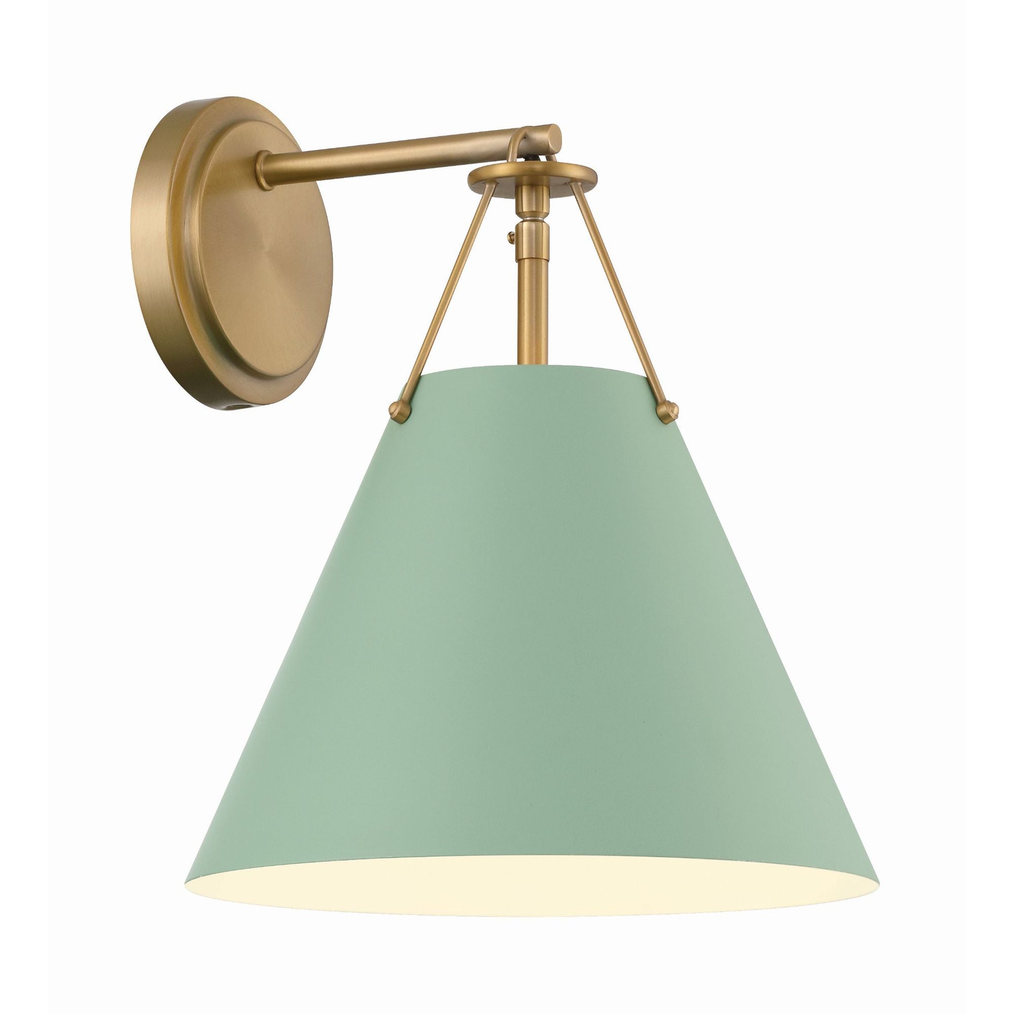 Xavier 1 Light Vibrant Gold + Green Sconce Steel Shade 10"W x 12.5"H x 10.5"D