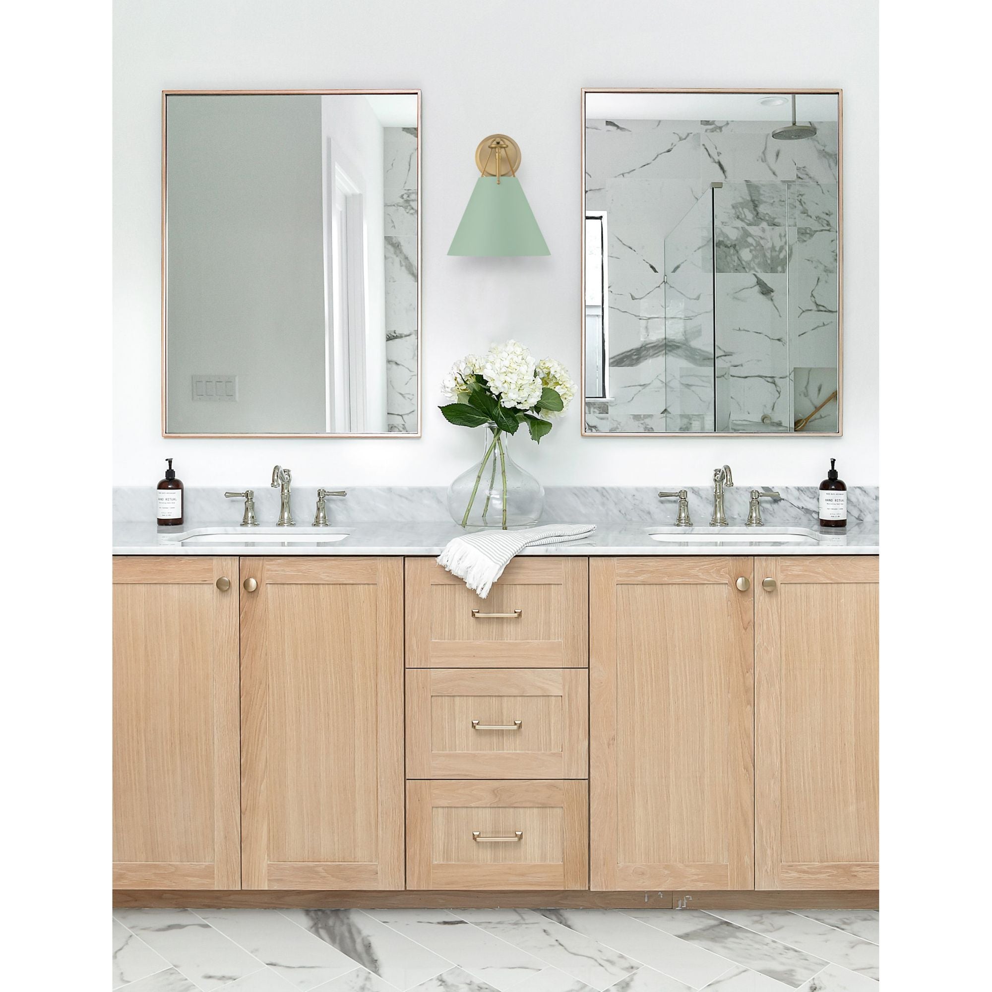 Xavier 1 Light Vibrant Gold + Green Sconce Steel Shade 10"W x 12.5"H x 10.5"D