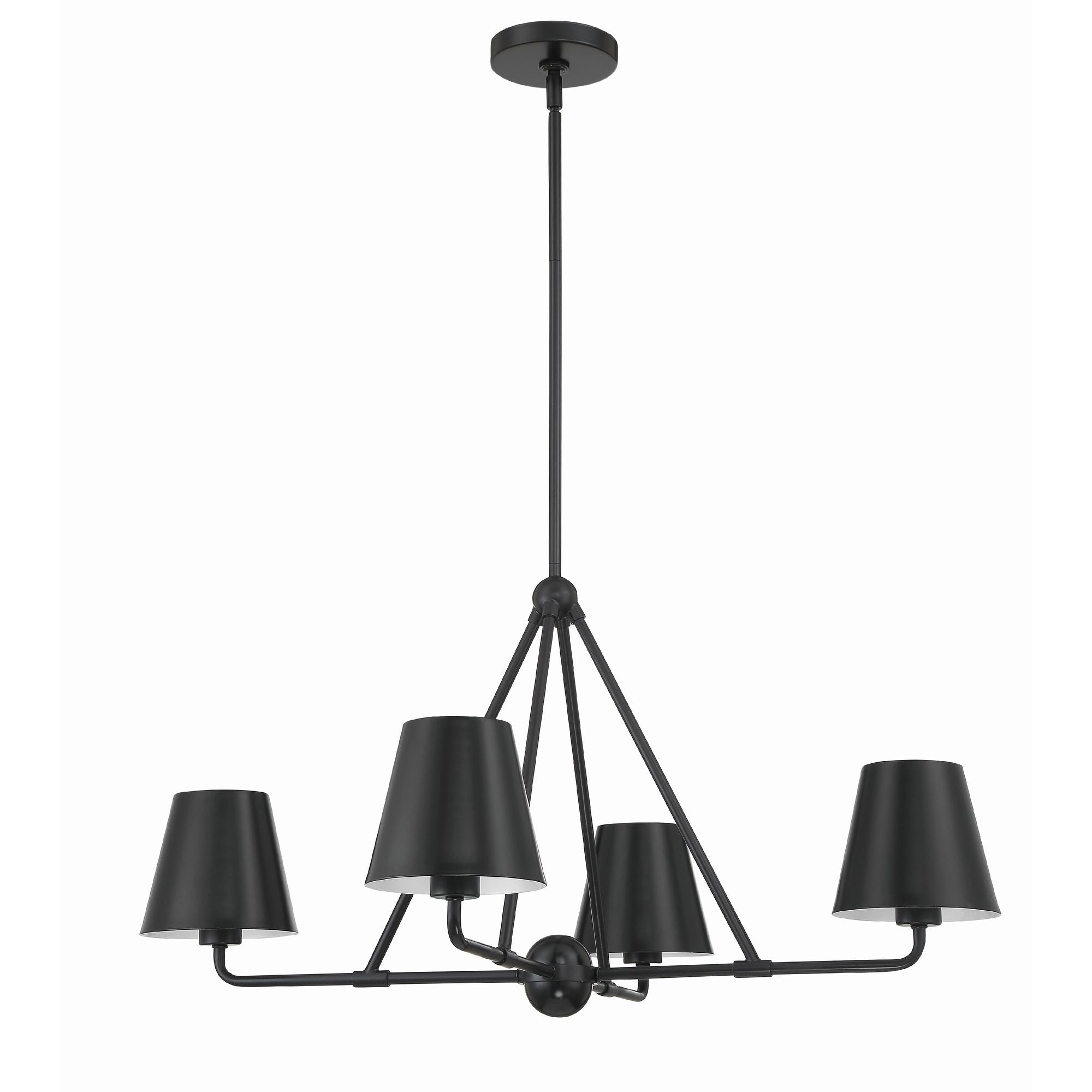 Xavier 4 Light Matte Black Chandelier Steel Shade 31.75"W x 17"H x 31.75"D