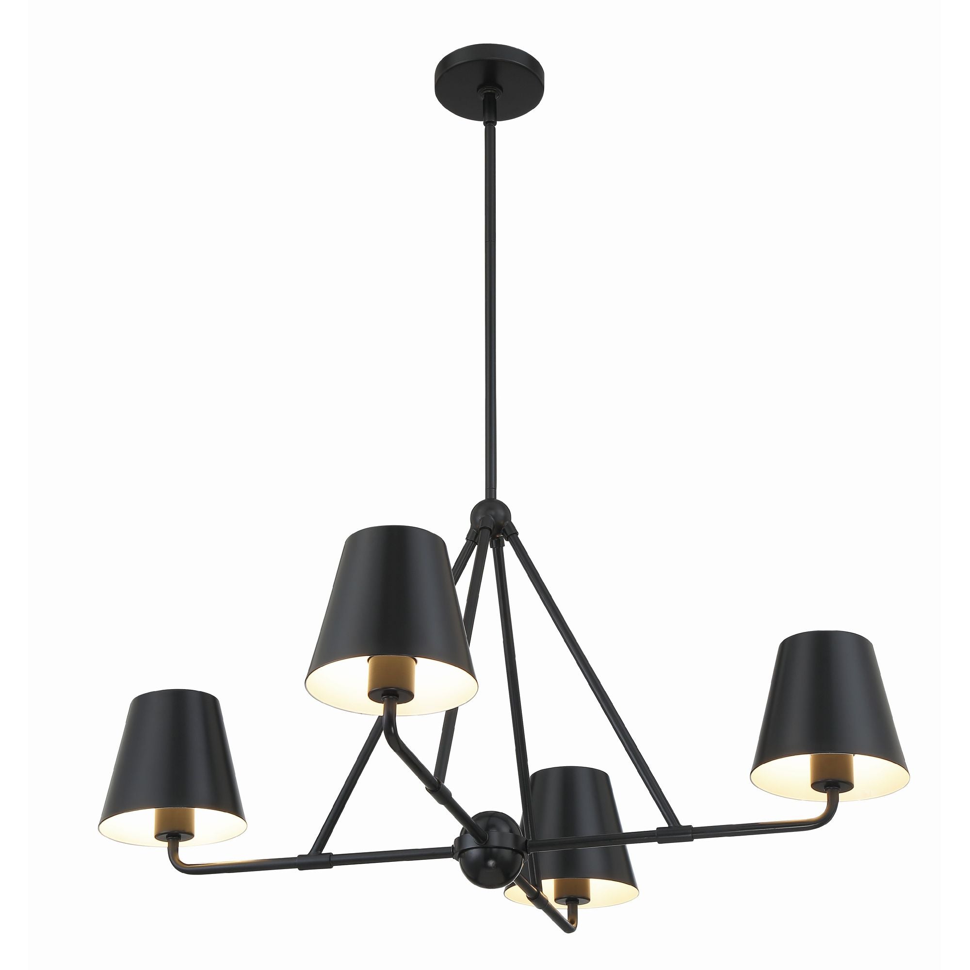 Xavier 4 Light Matte Black Chandelier Steel Shade 31.75"W x 17"H x 31.75"D