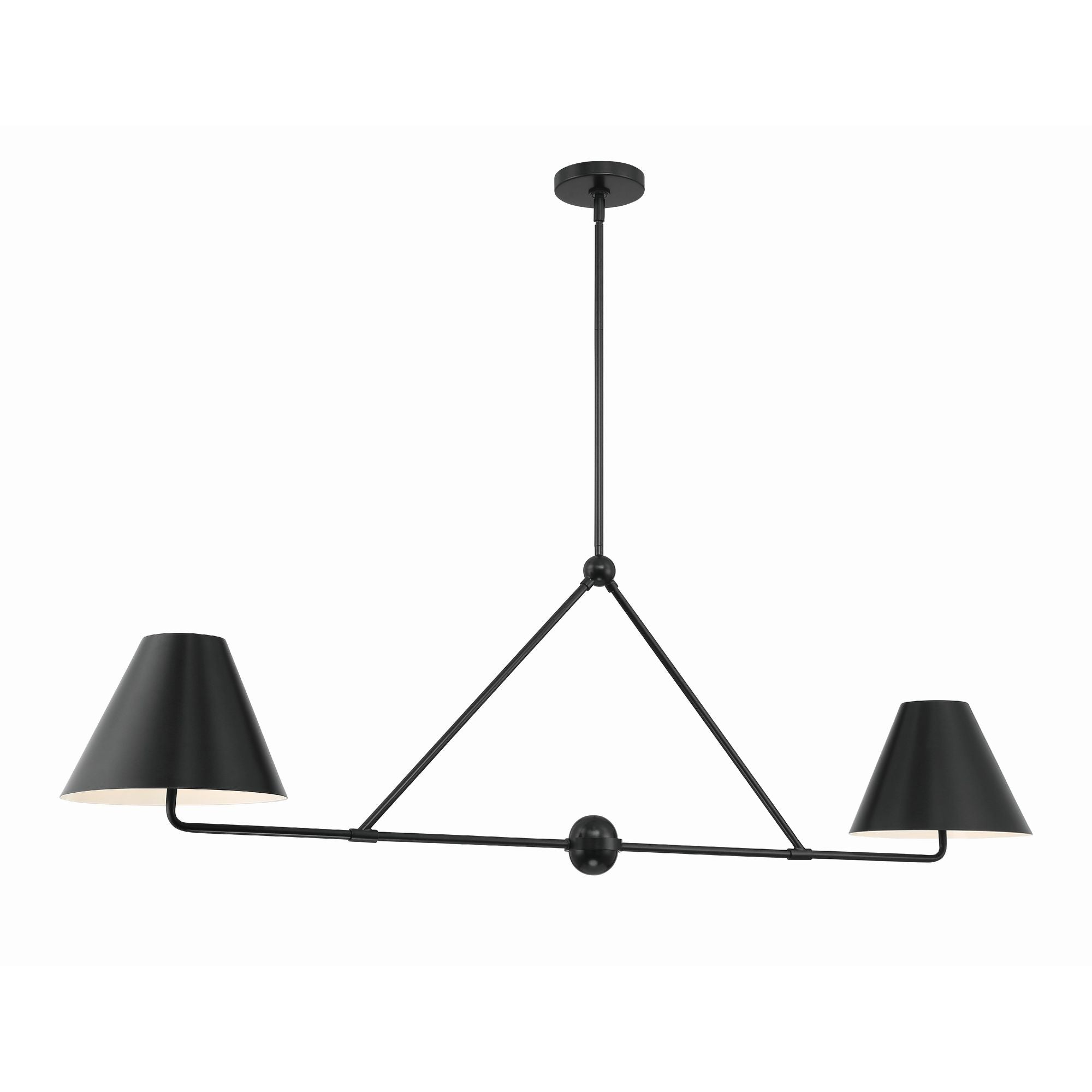 Xavier 4 Light Matte Black Linear Chandelier Steel Shade 54"W x 17"H x 10"D
