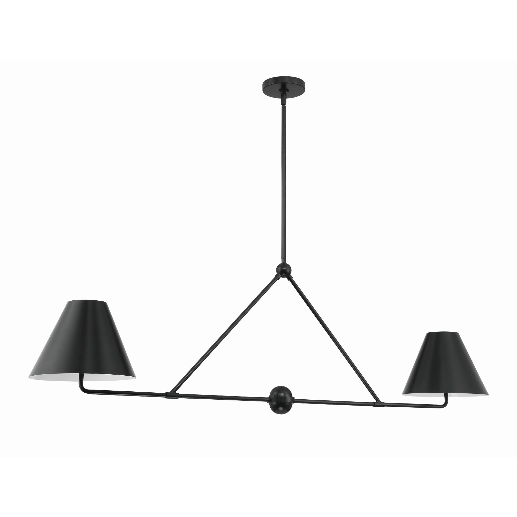 Xavier 4 Light Matte Black Linear Chandelier Steel Shade 54"W x 17"H x 10"D