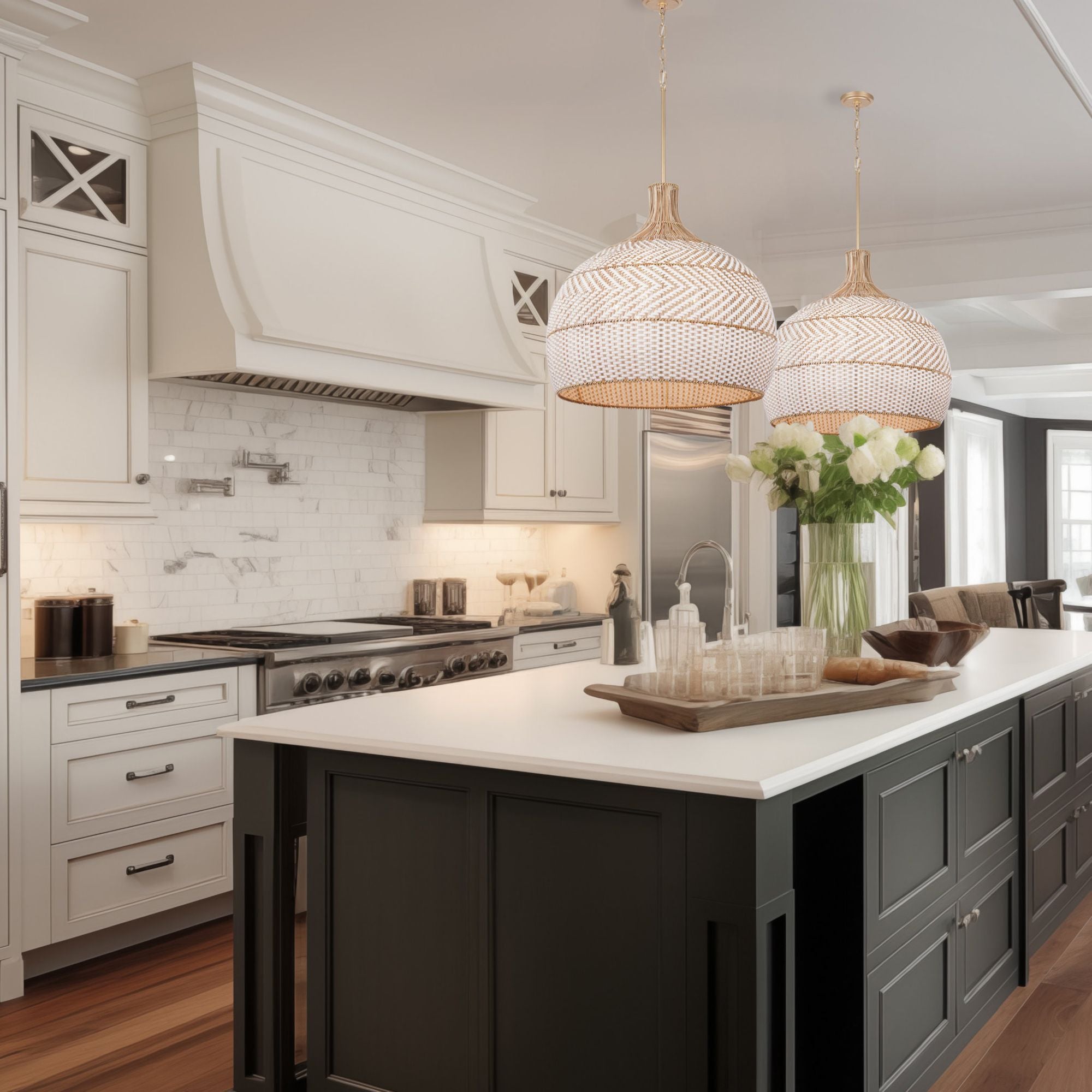 Zanzibar 6 Light Soft Gold Pendant 26"W x 25.25"H x 26"D