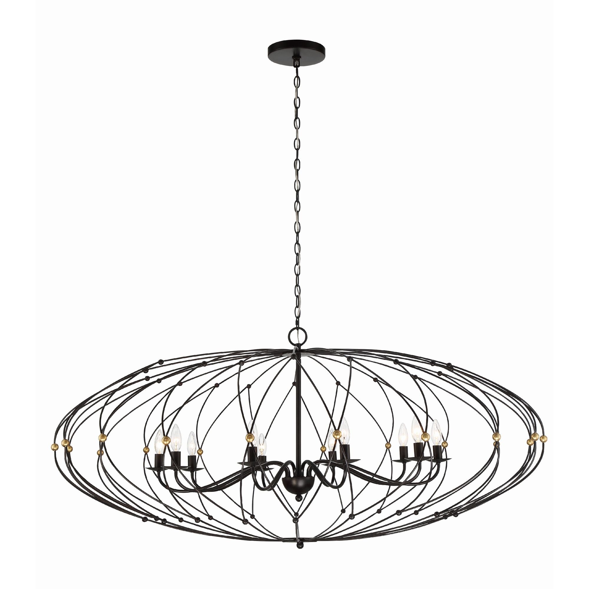 Zucca 10 Light English Bronze + Antique Gold Chandelier